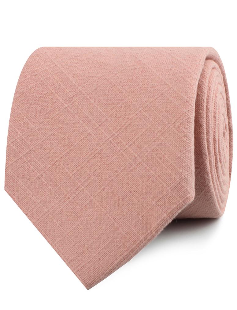 Paris Blush Pink Textured Vintage Linen Necktie