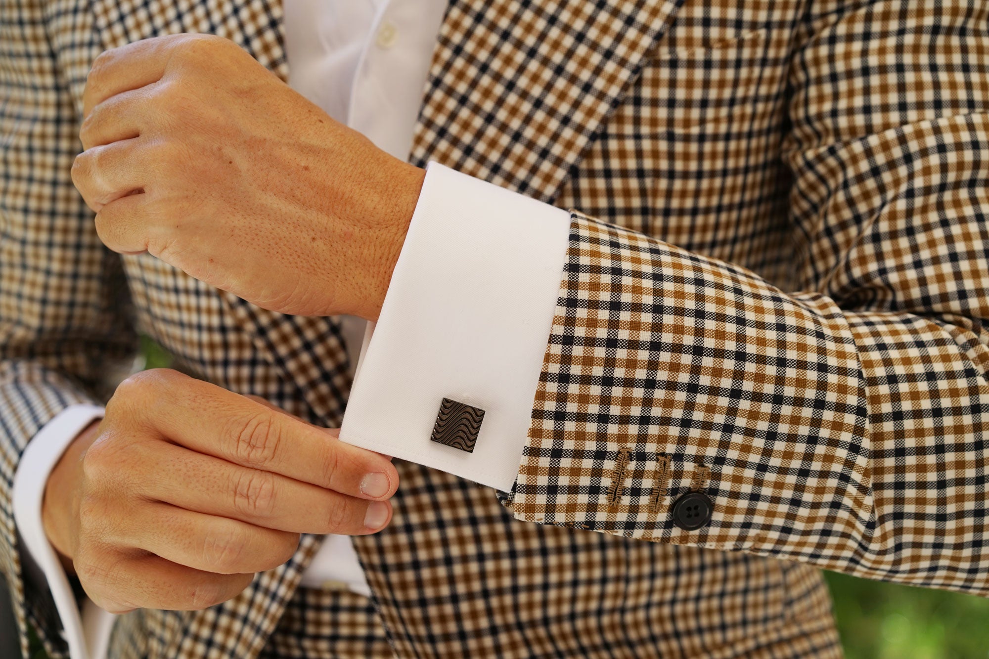 Black Square Wave Cufflinks