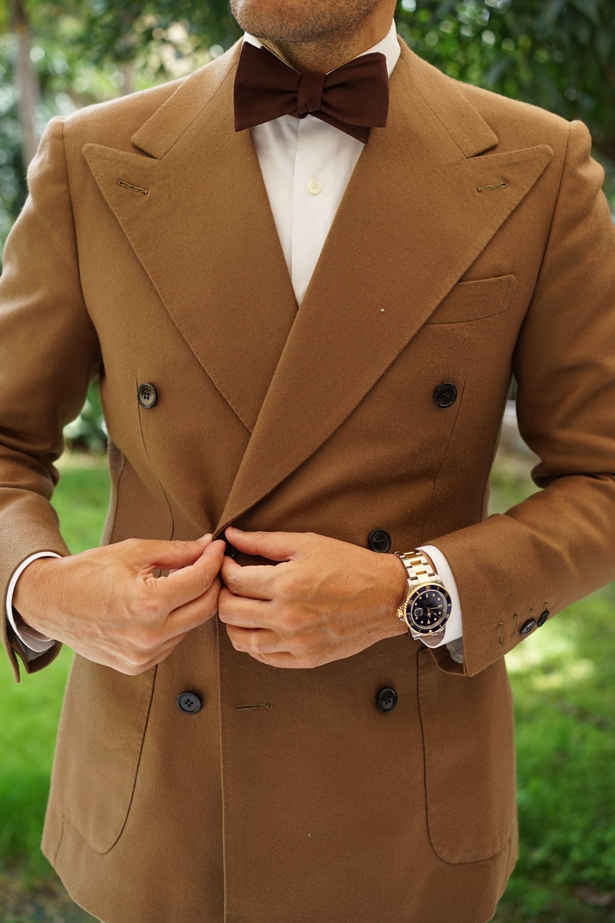 Walnut Brown Slub Linen Self Bow Tie