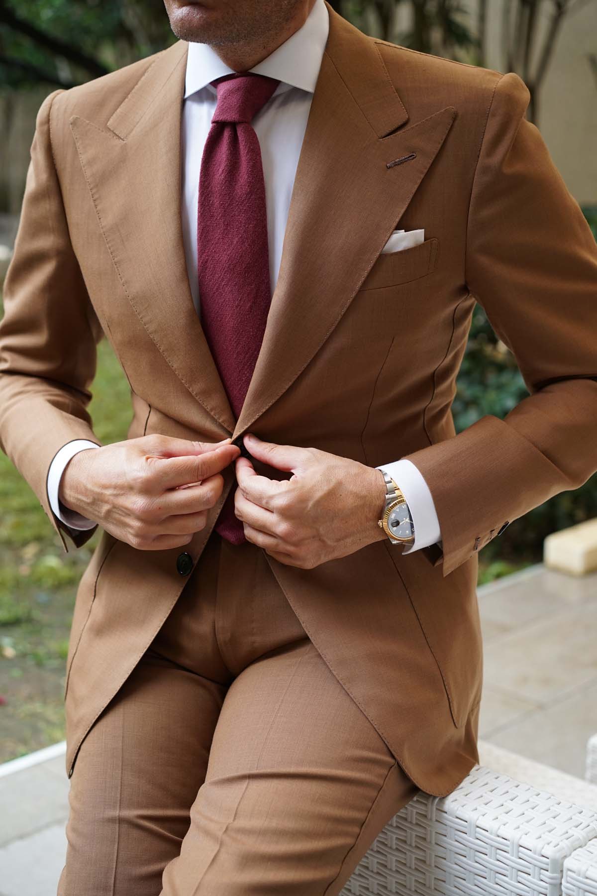 Chianti Maroon Linen Necktie