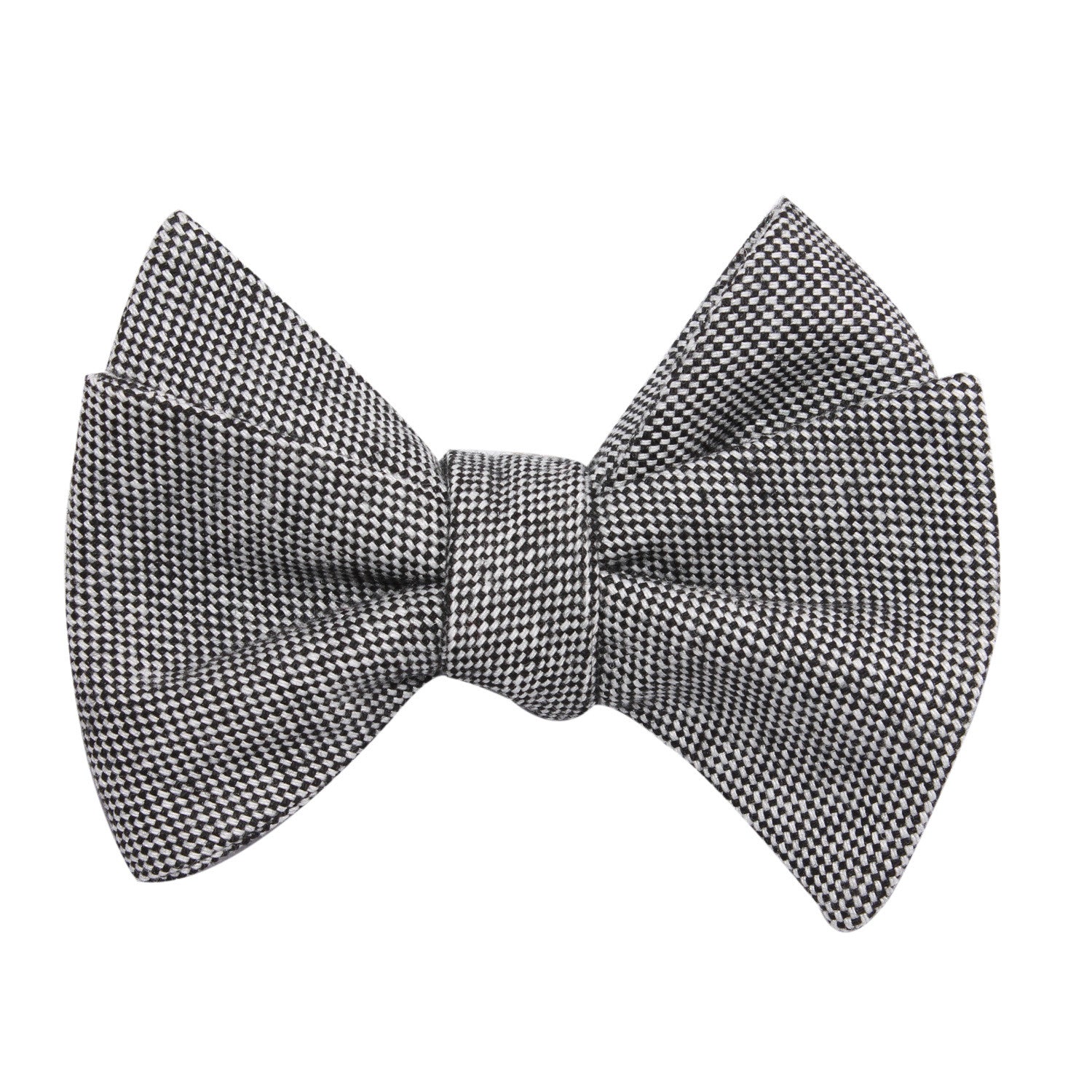 Black Tweed Linen Stitching Self Tie Bow Tie