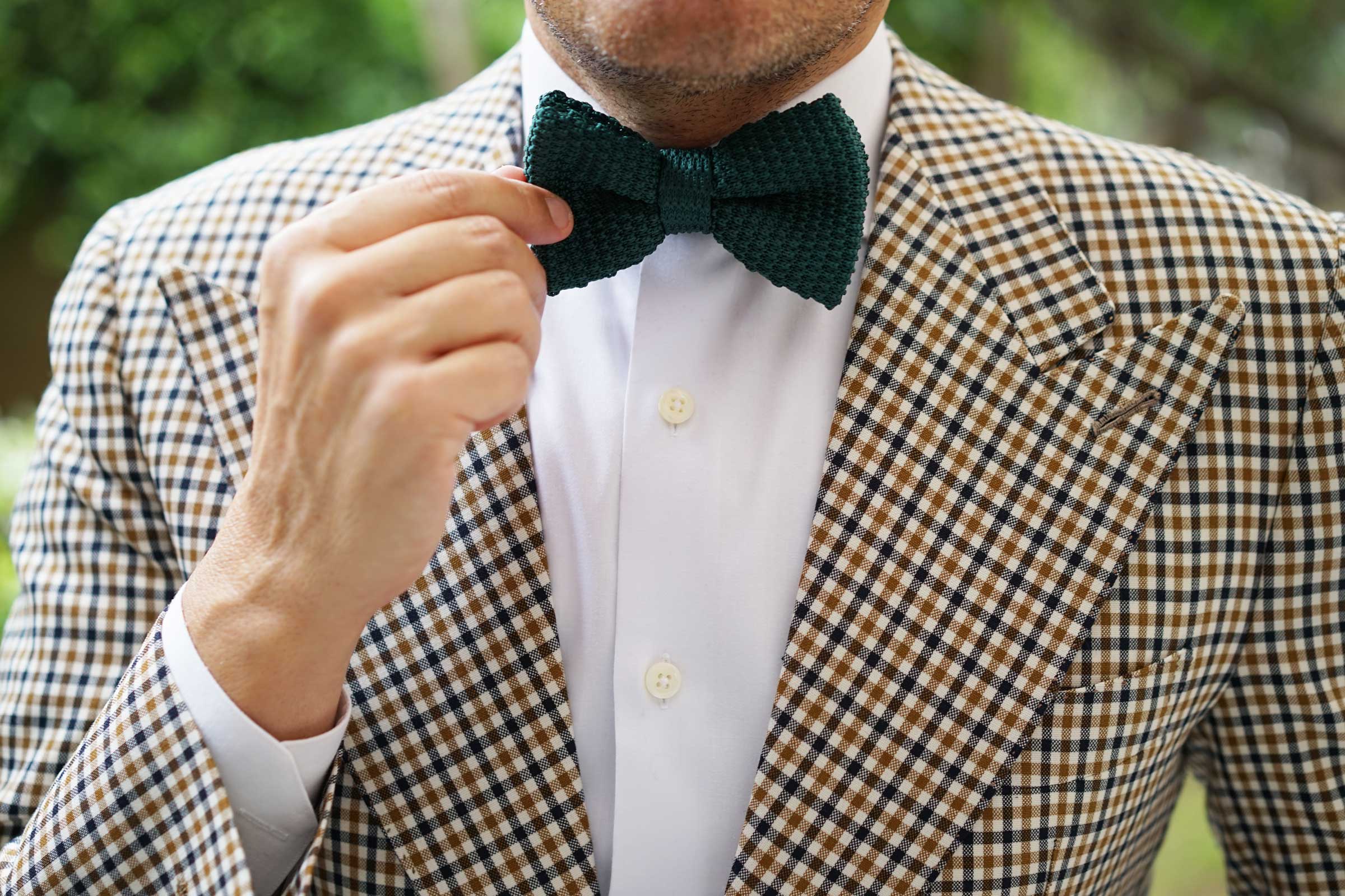 Dark Green Knitted Bow Tie