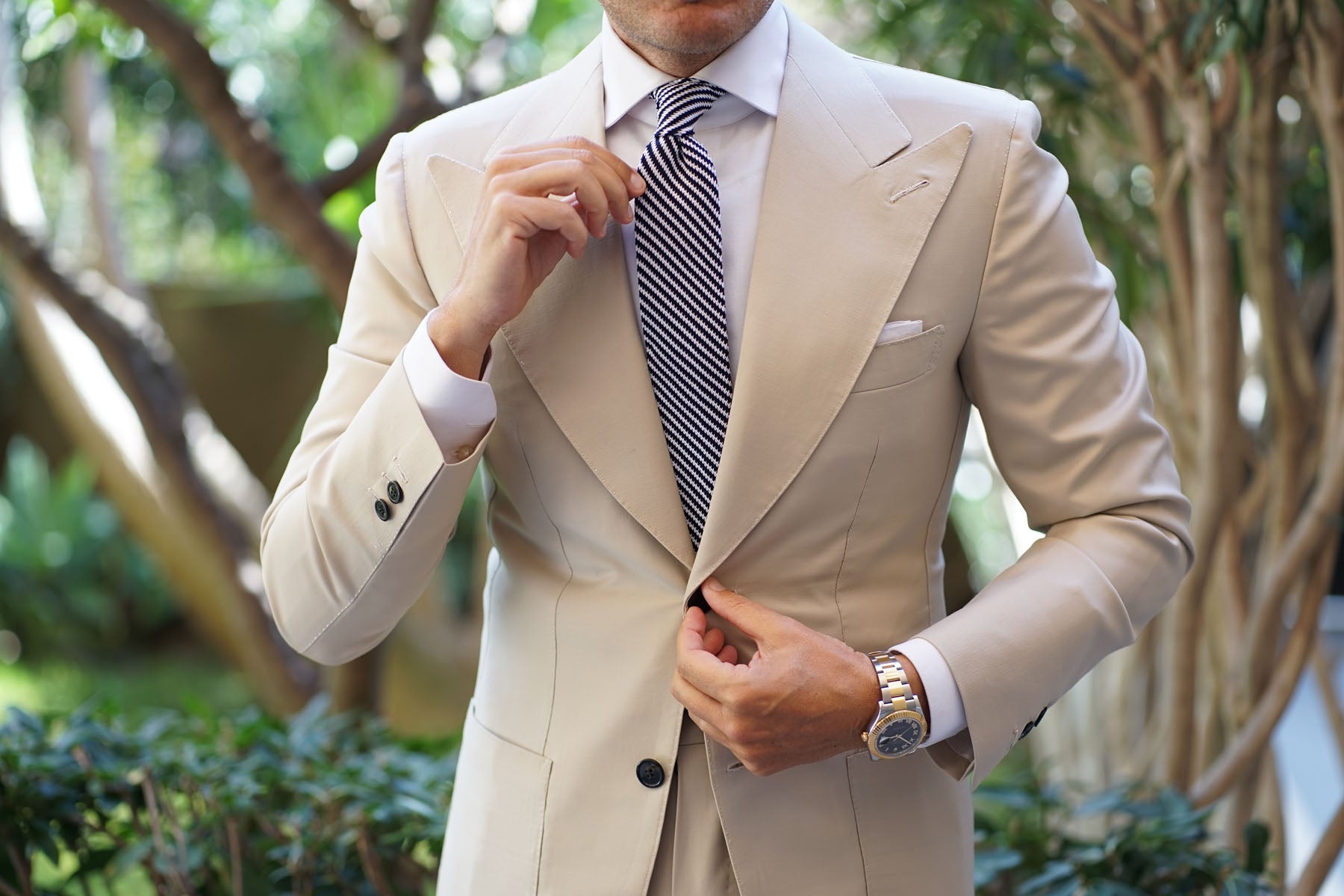 Pulaski Navy Blue Striped Knitted Tie