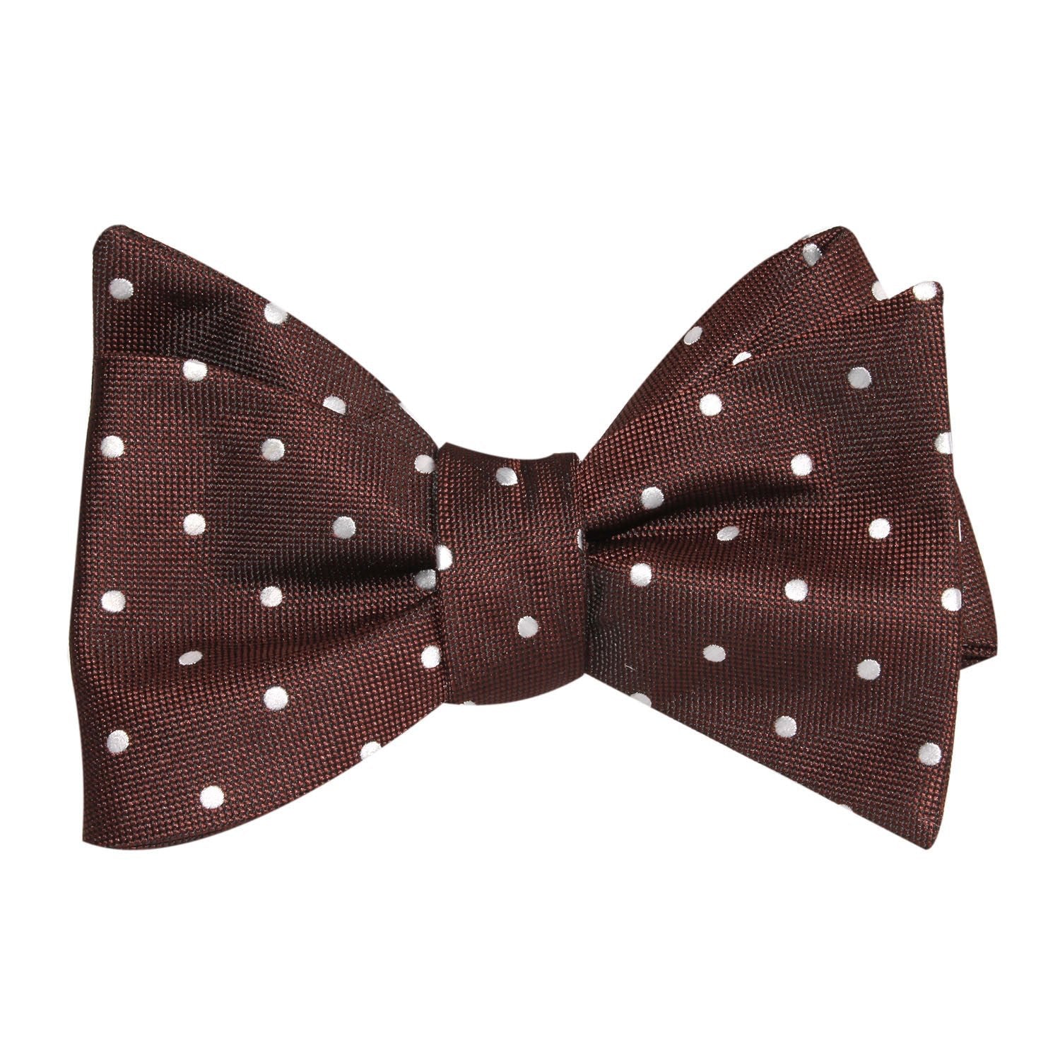 Brown with White Polka Dots Self Tie Bow Tie