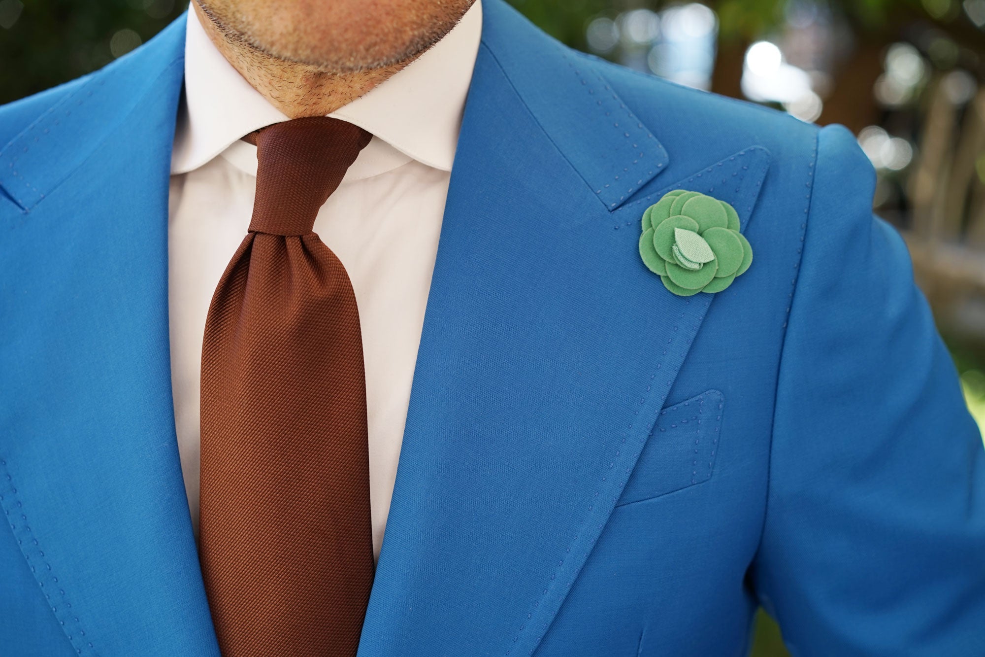 Mint Green Velvet Lapel Flower