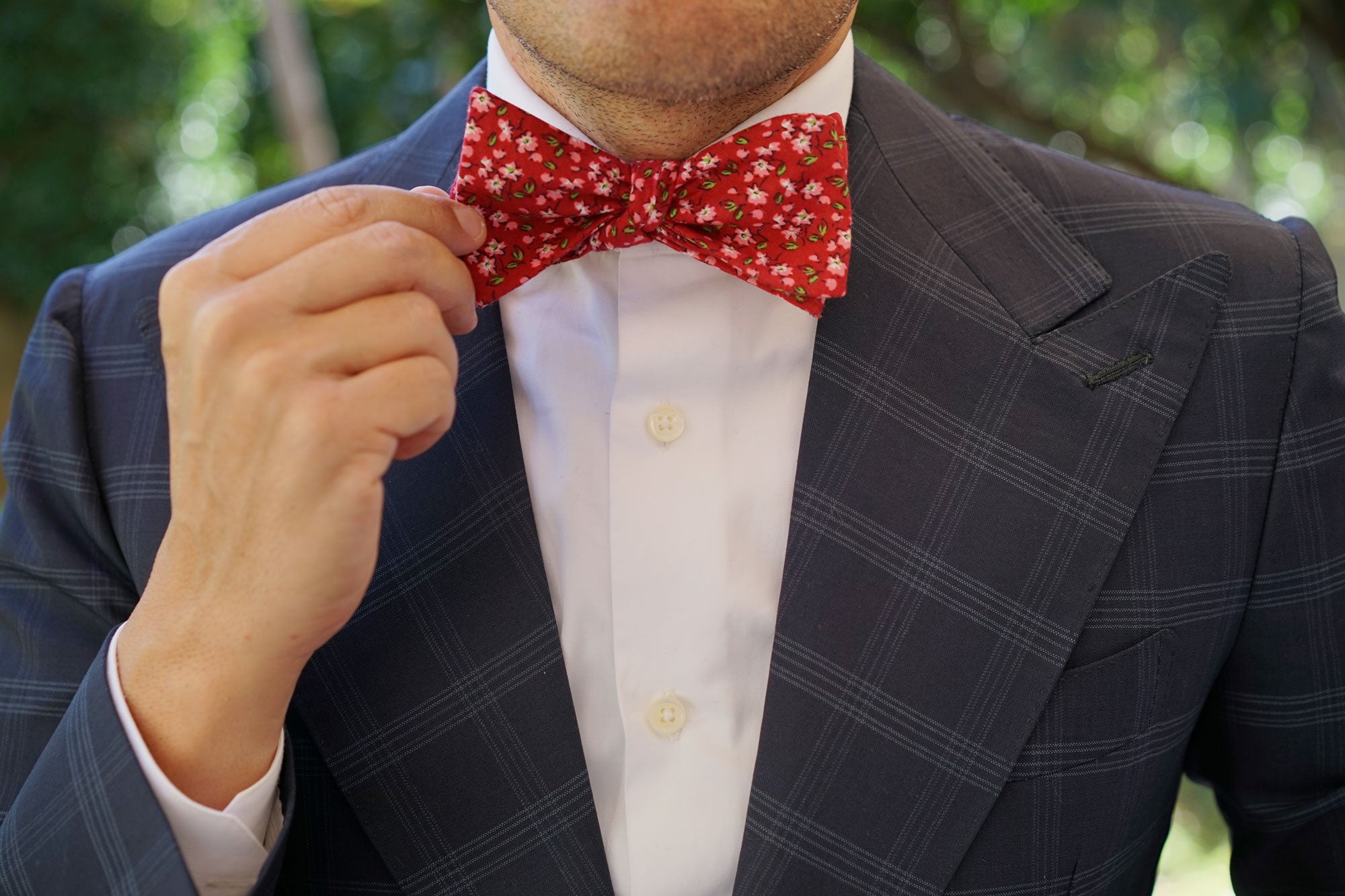 Cano Cristales Scarlet Floral Self Bow Tie