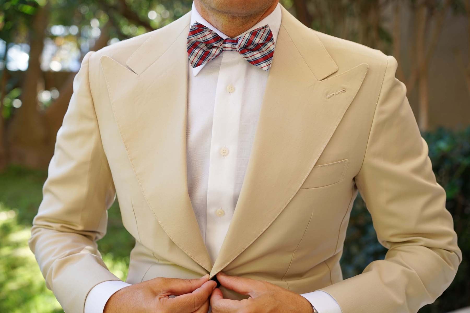 Tango Maroon with Blue Stripes Bow Tie