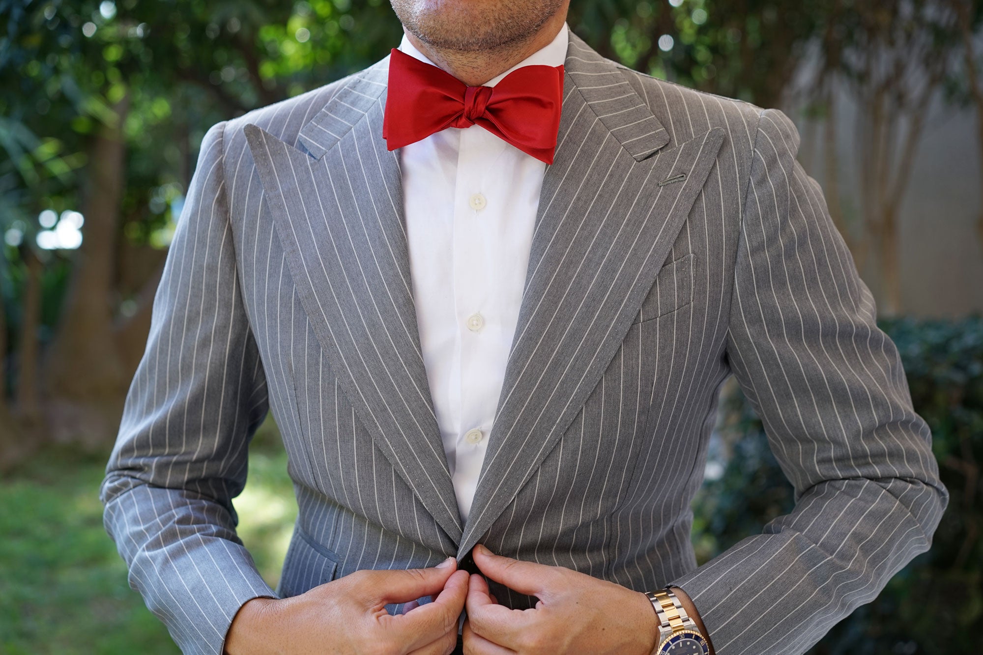 Apple Maroon Satin Self Bow Tie