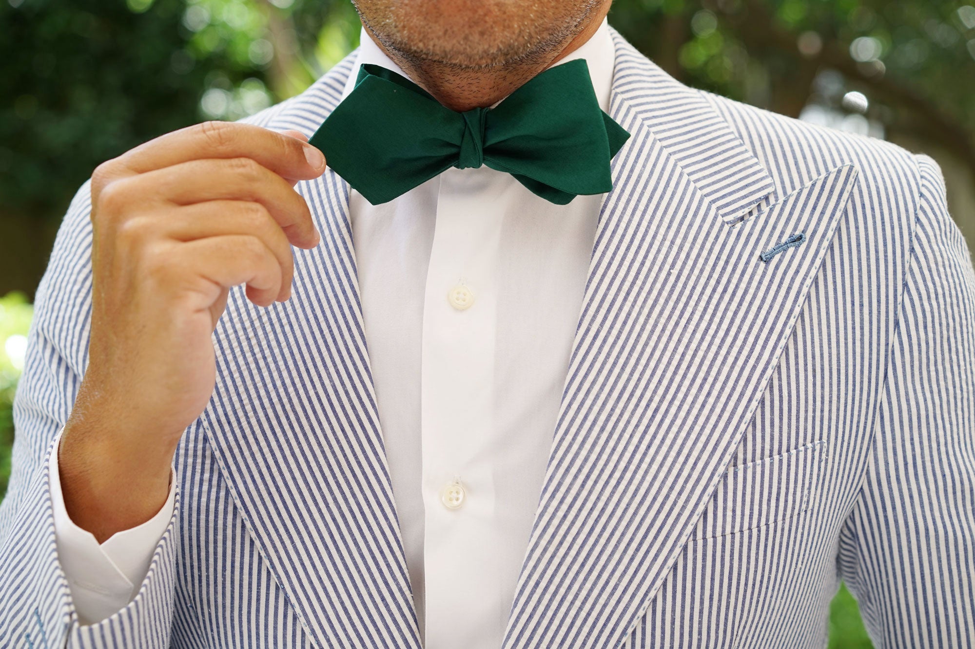 Emerald Green Cotton Self Tie Diamond Tip Bow Tie