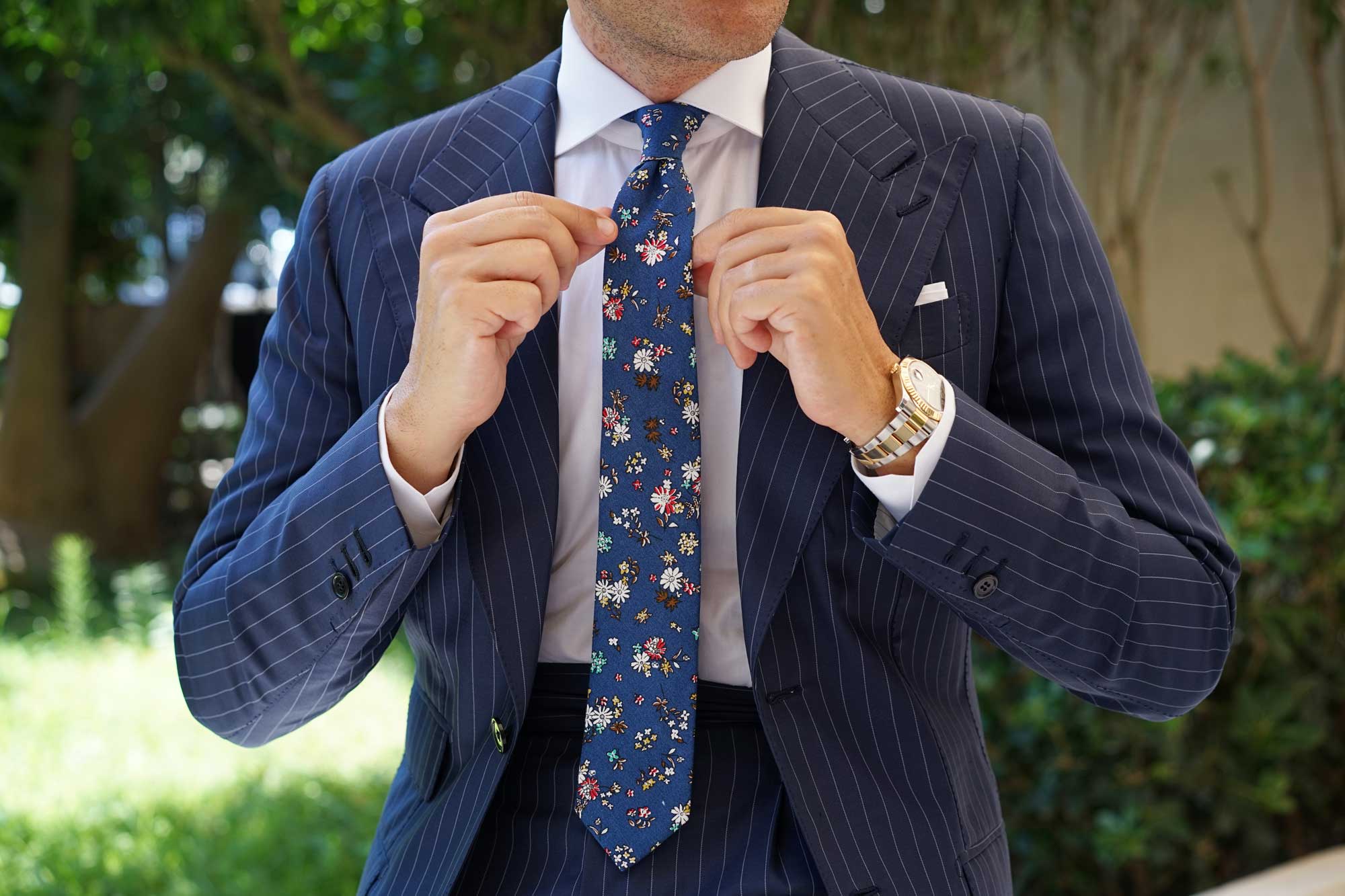 Floraison Carnivale Blue Floral Skinny Tie