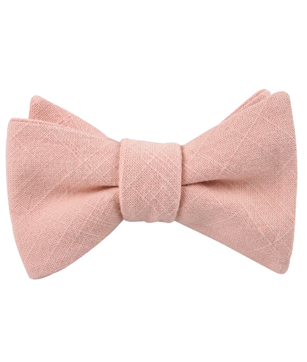 Paris Blush Pink Textured Vintage Linen Self Bow Tie