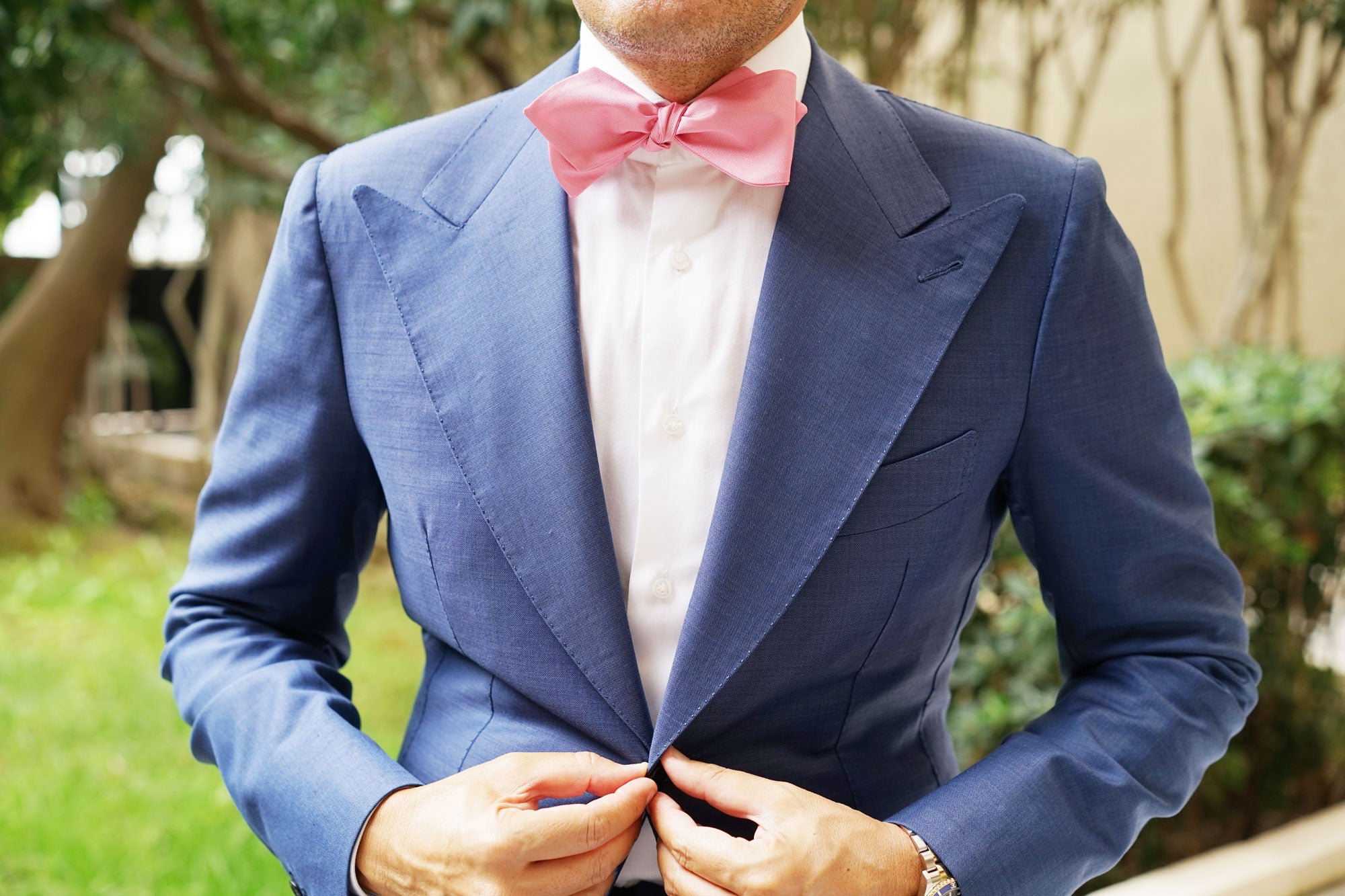 Pastel Pink Self Tie Diamond Tip Bow Tie