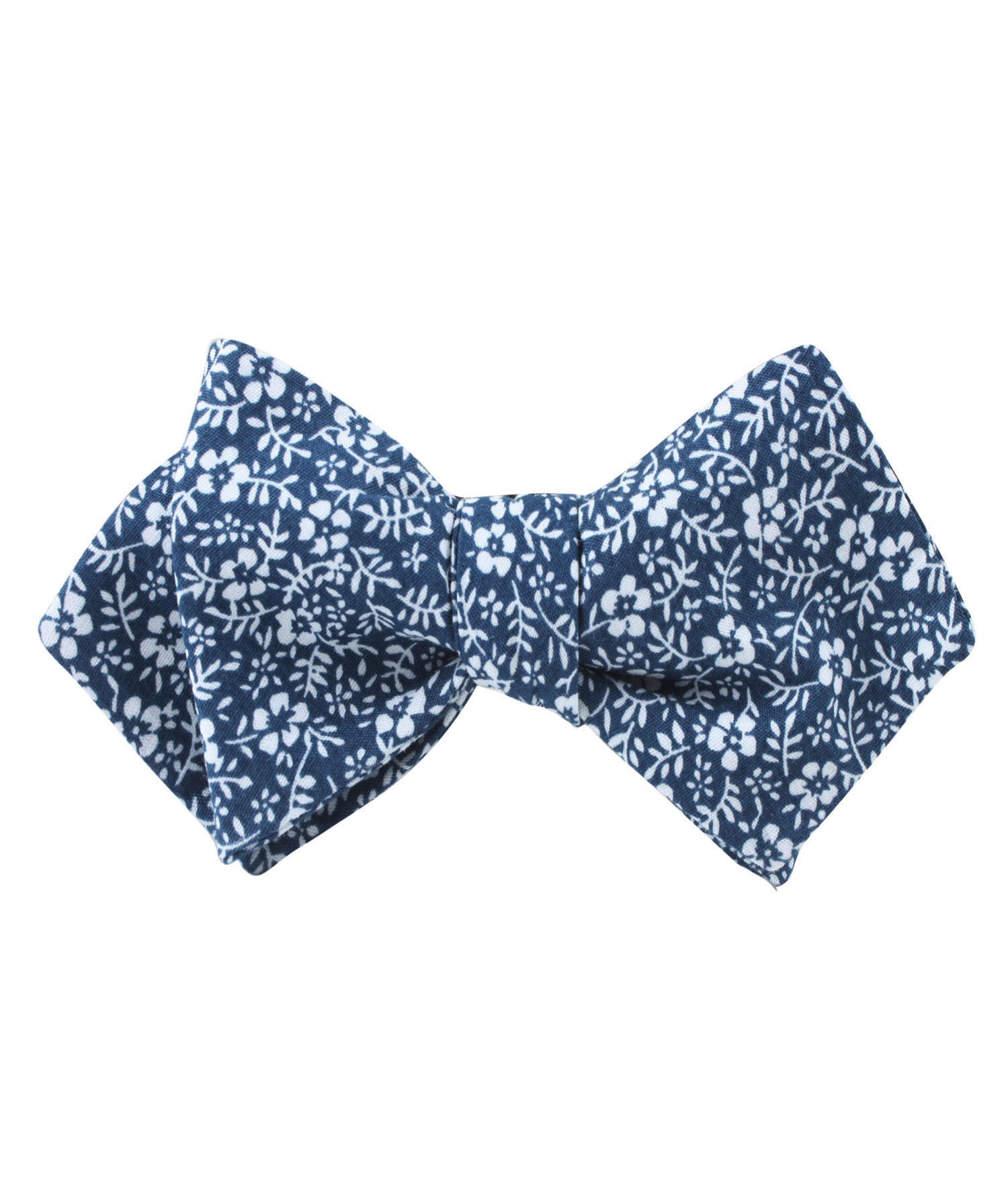 White Orchid Floral Diamond Self Bow Tie