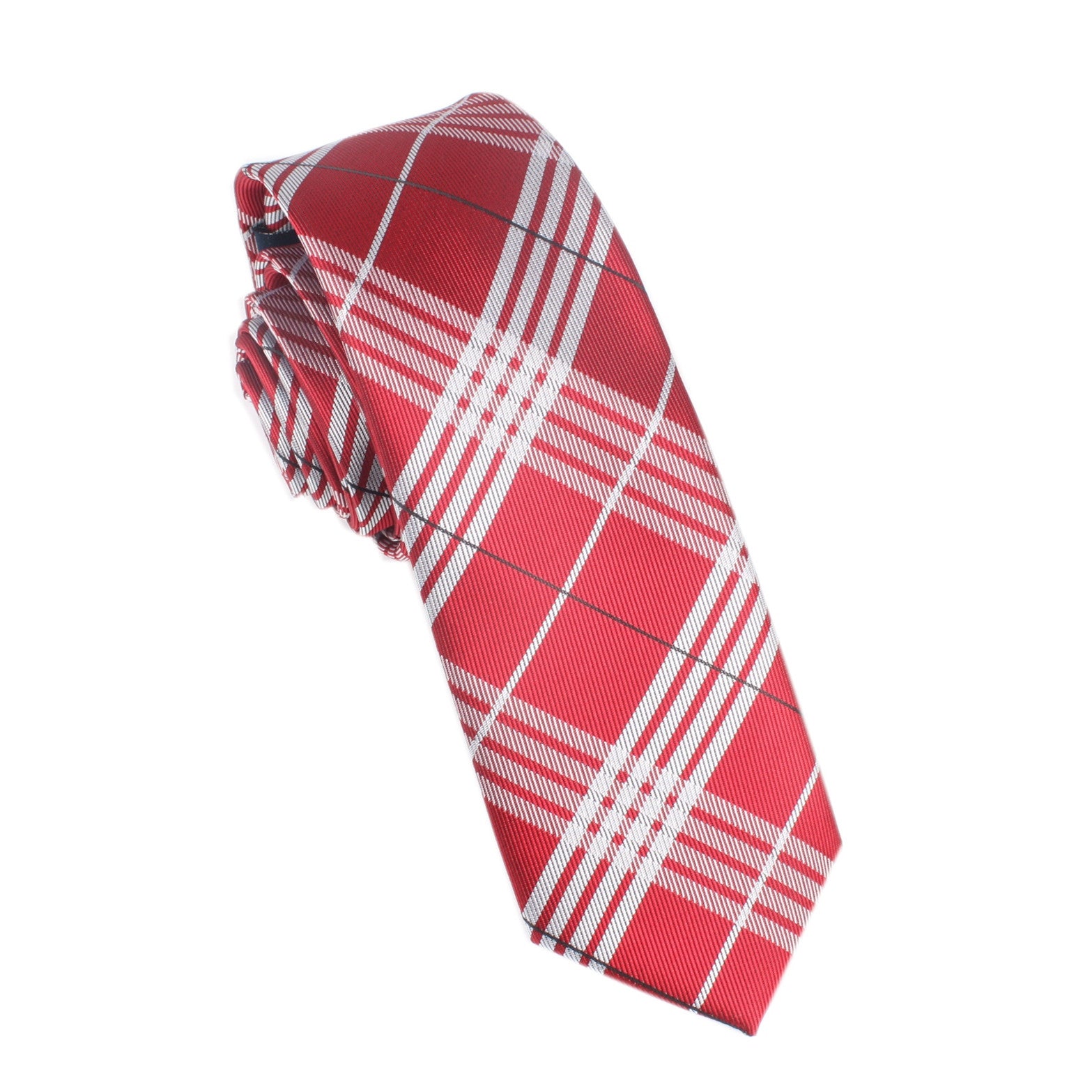 Scarlet Maroon with White Stripes Skinny Tie