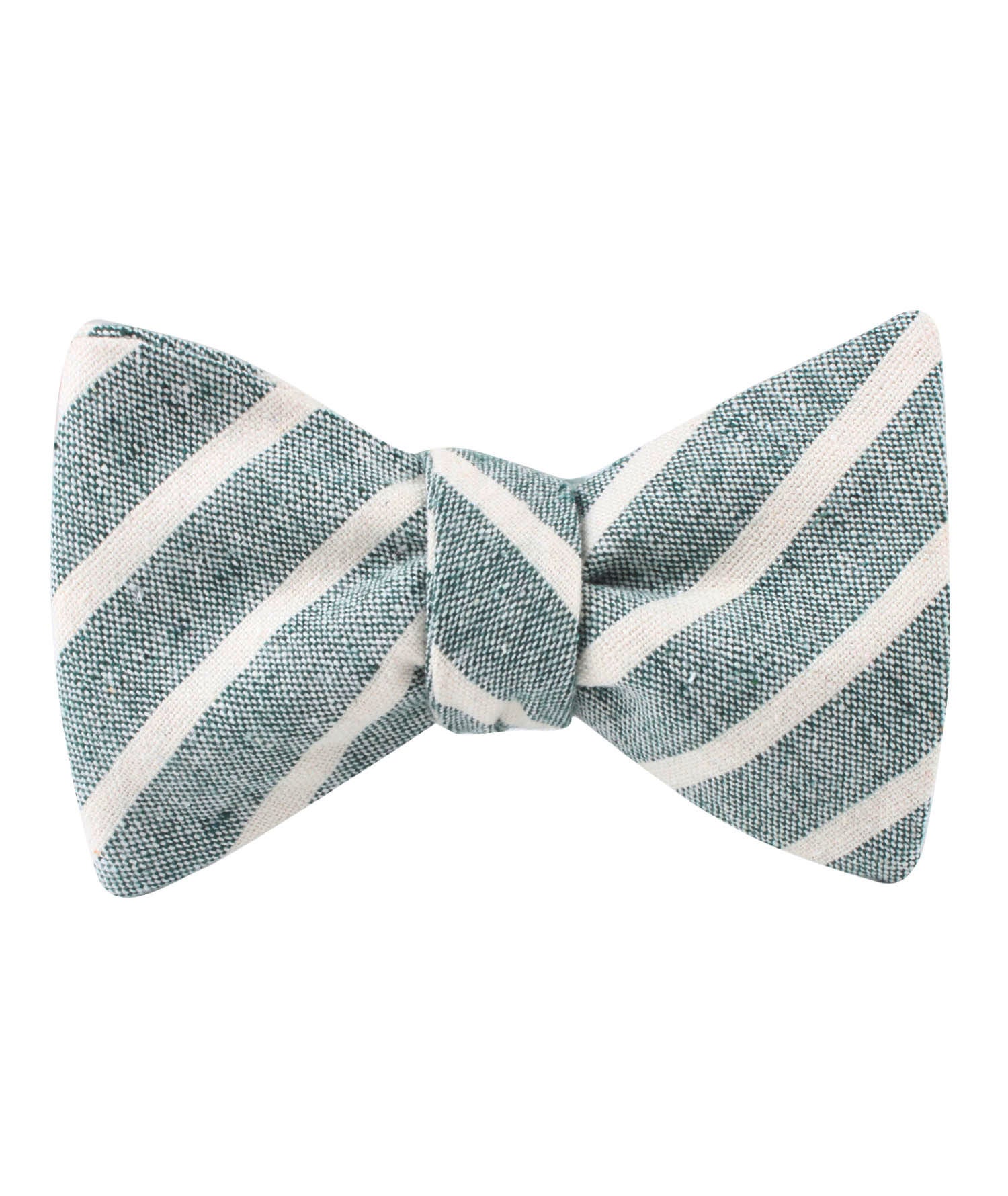 Konya Chalk Stripe Green Linen Self Bow Tie