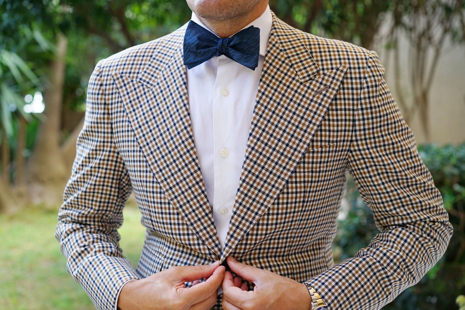 Midnight Blue-Black Chambray Self Bow Tie