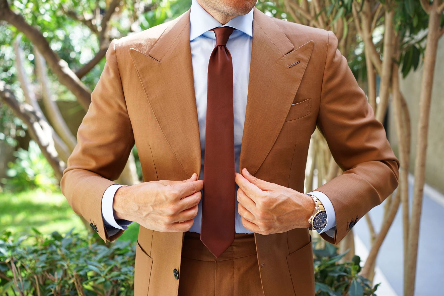 Cocoa Brown Satin Skinny Tie