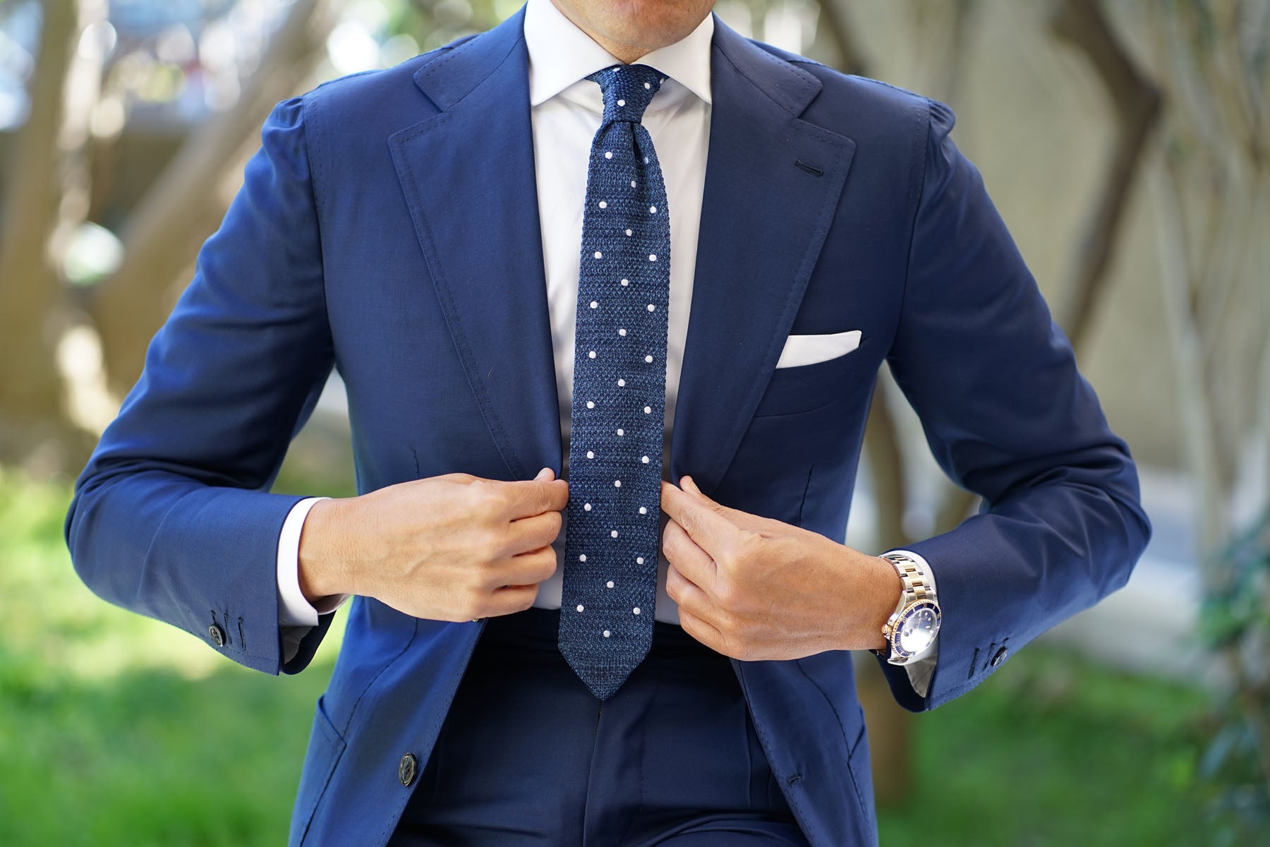 Blue Lagoon Polka Dot Knitted Tie