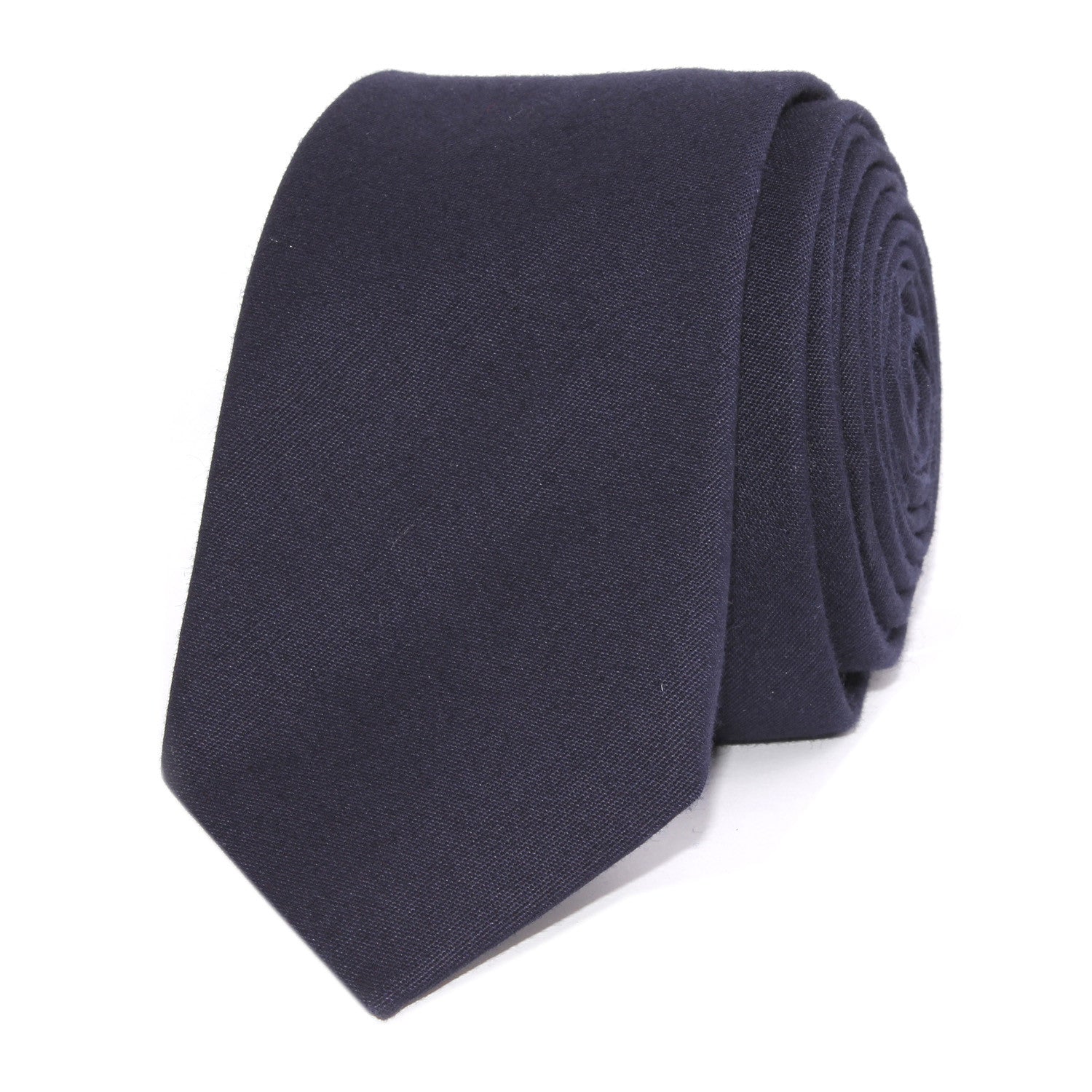 Navy Blue Cotton Skinny Tie