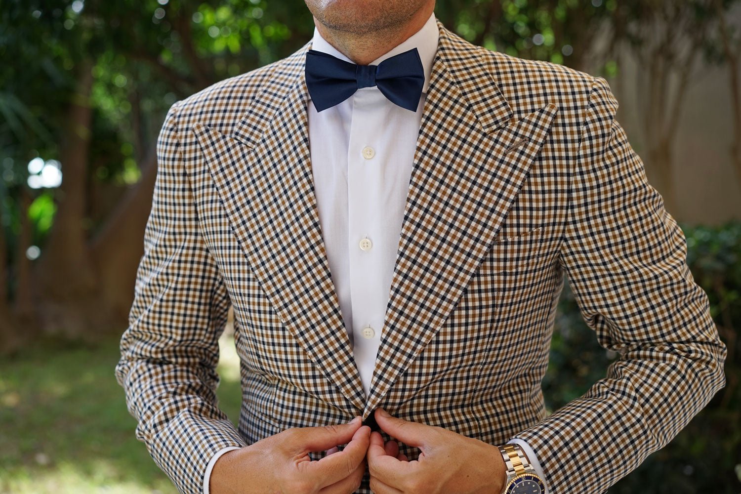 Admiral Navy Blue Satin Bow Tie