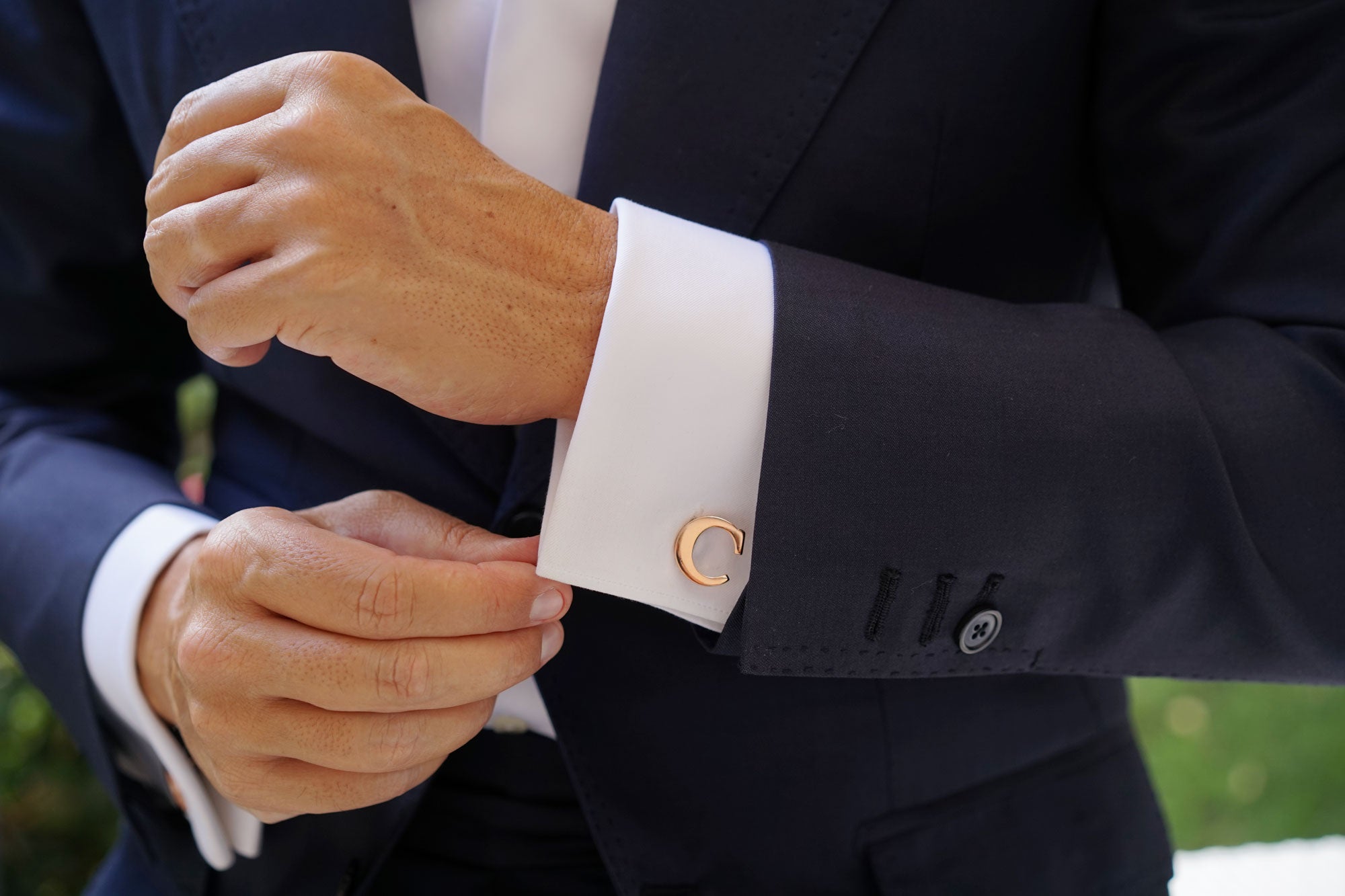 Rose Gold Letter C Cufflinks