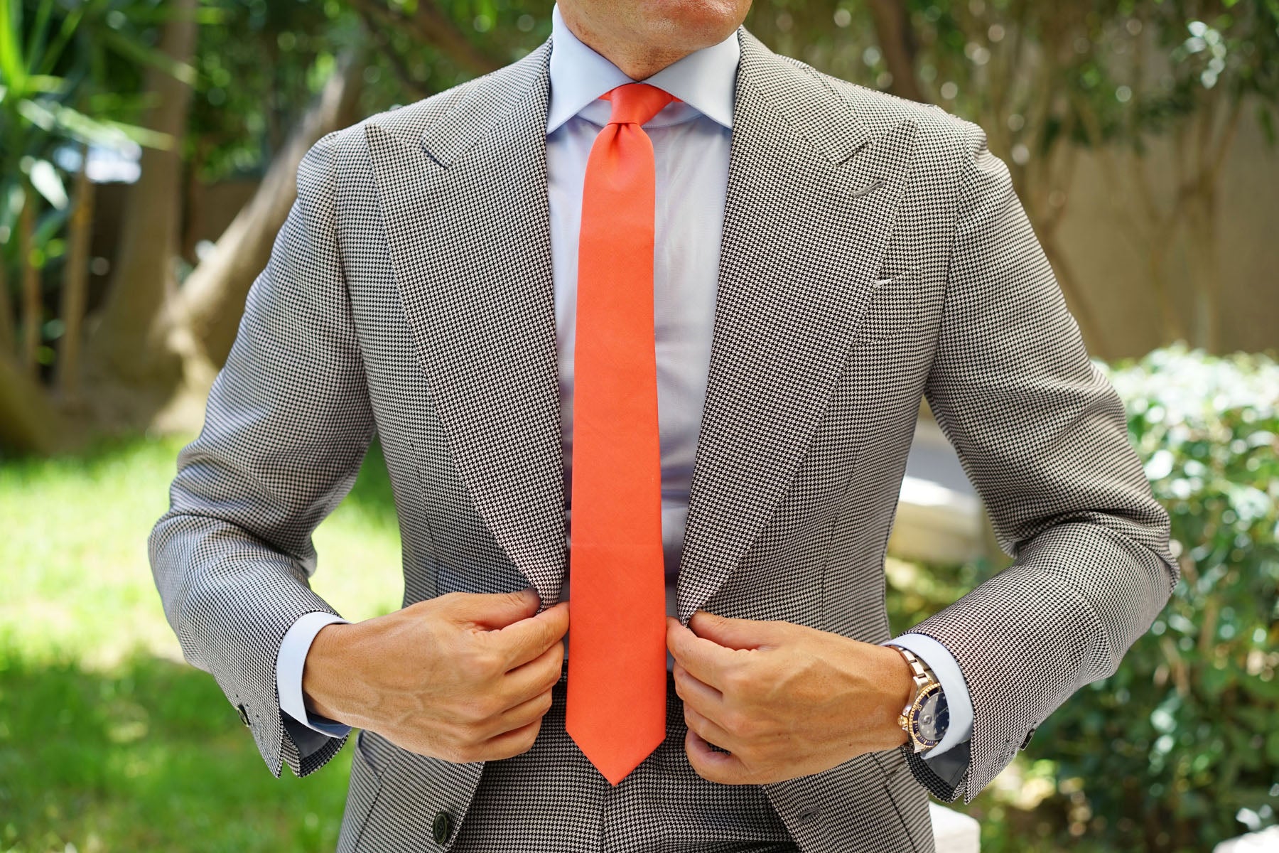 Coral Pink Cotton Skinny Tie