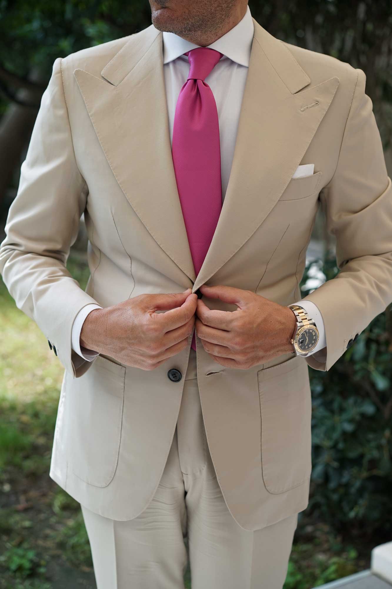 Fuchsia Pink Twill Necktie