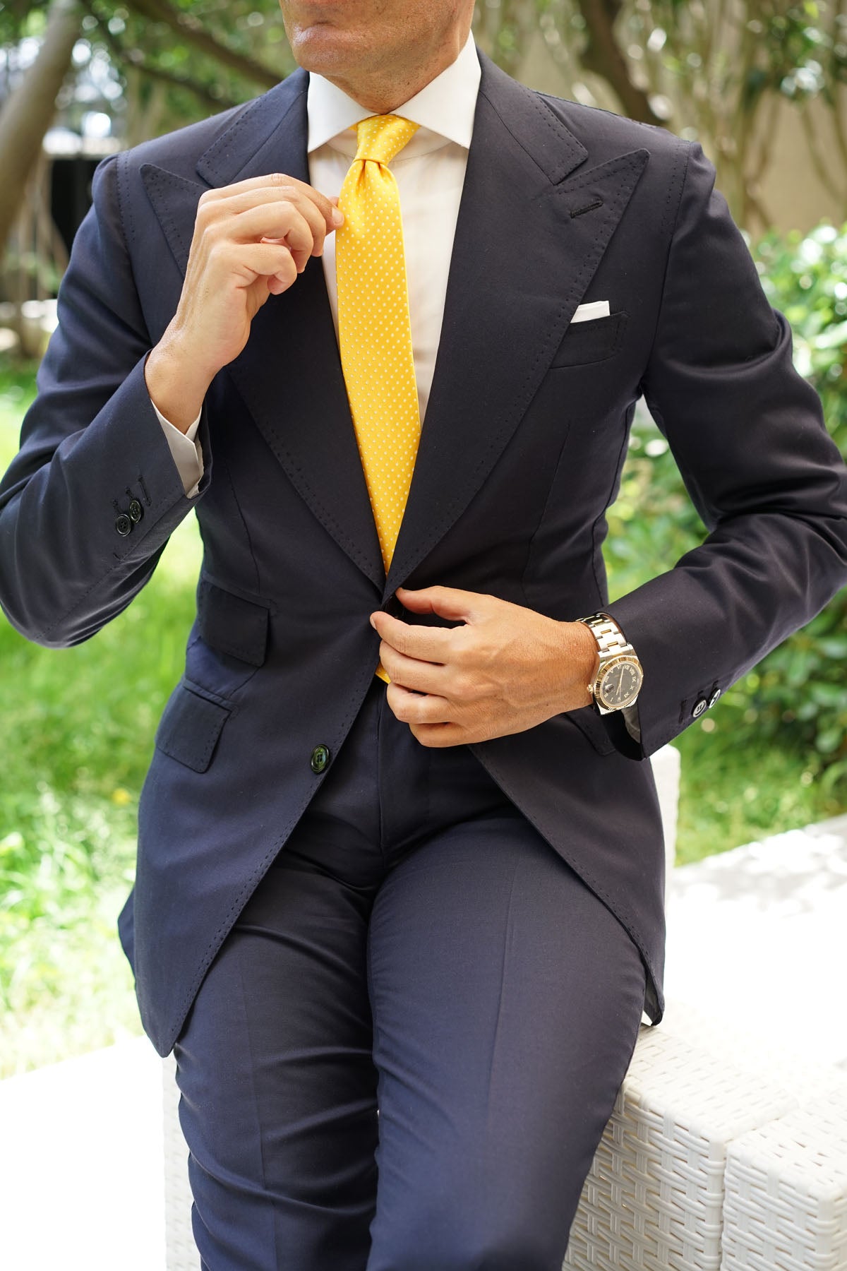 Yellow Mini Polka Dots Skinny Tie