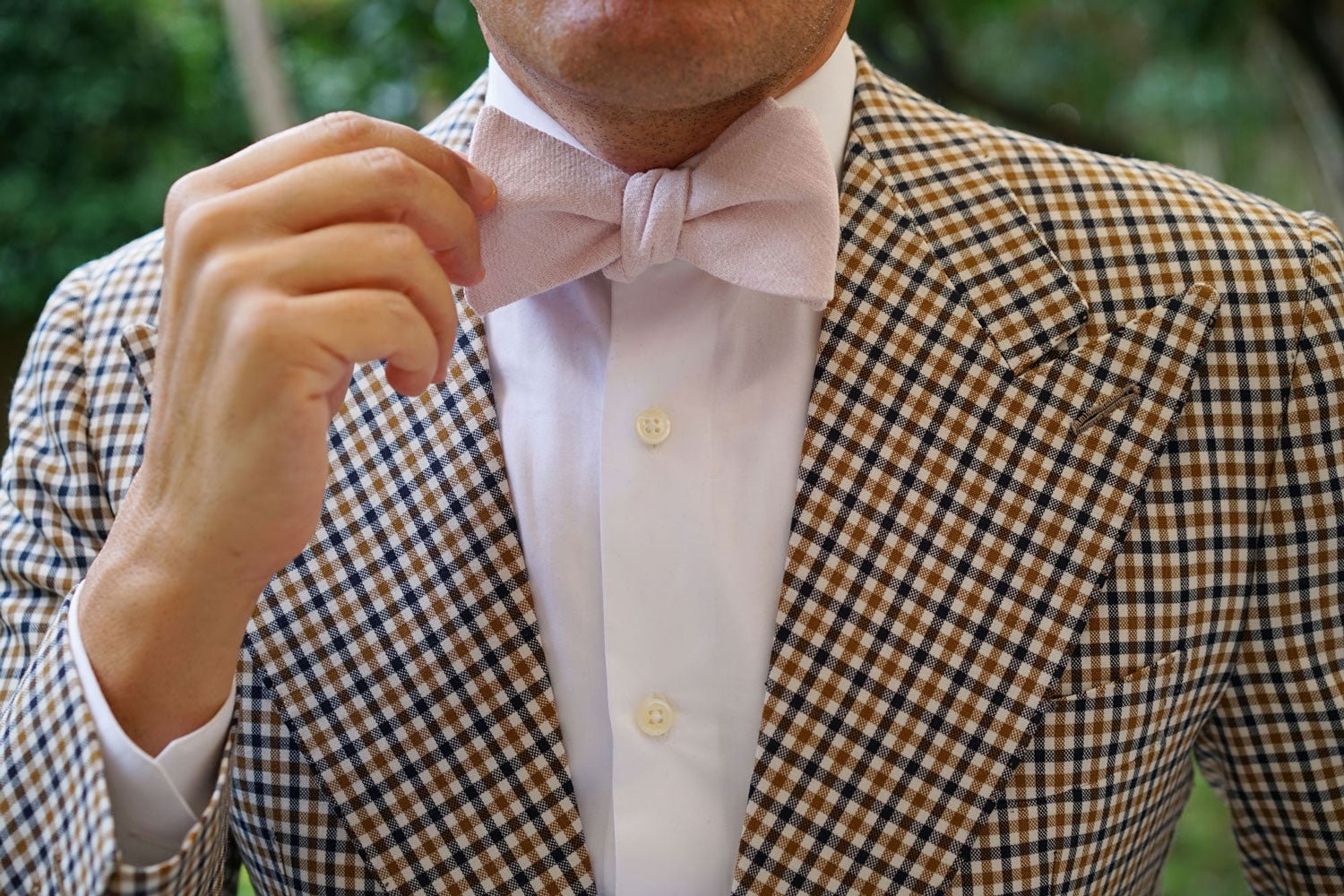 Maldivian Blush Pink Linen Self Bow Tie