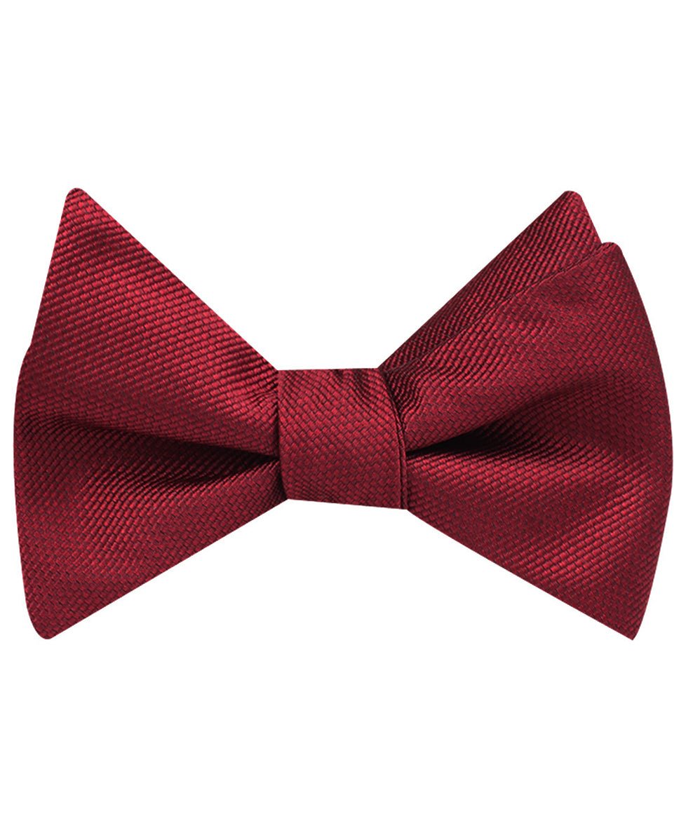 Burgundy Weave Self Bow Tie