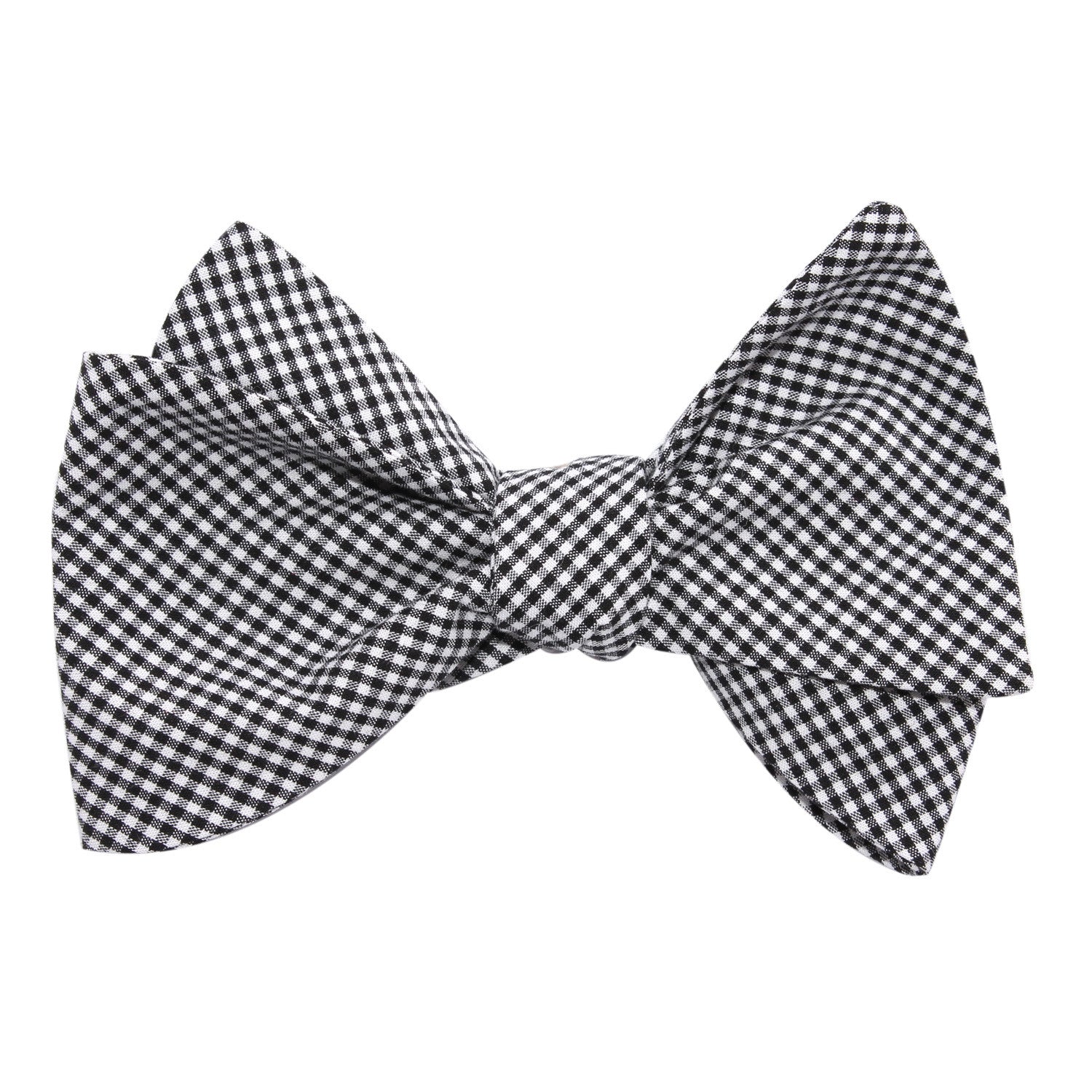 Black Gingham Cotton Self Tie Bow Tie