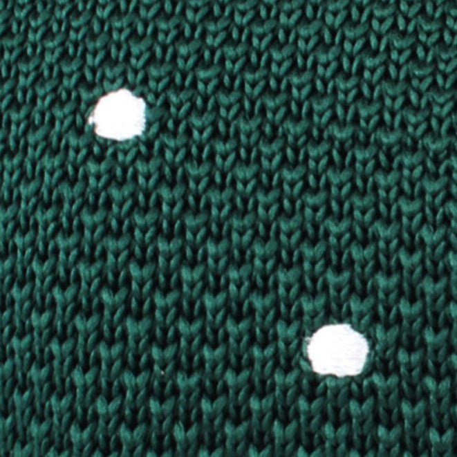 Ohara Green Polka Dot Knitted Tie