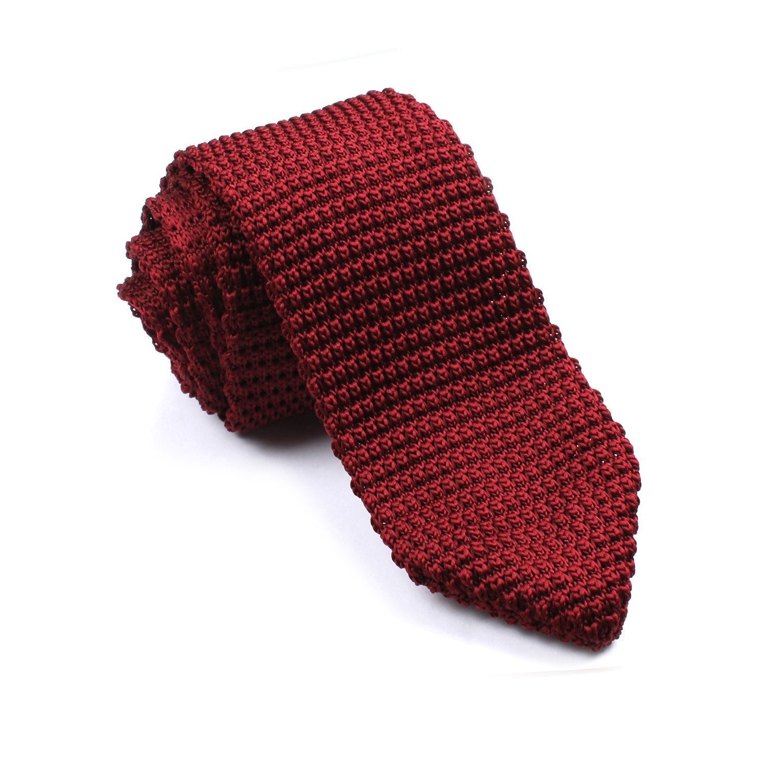 Dark Rosewood Maroon Pointed Knitted Tie