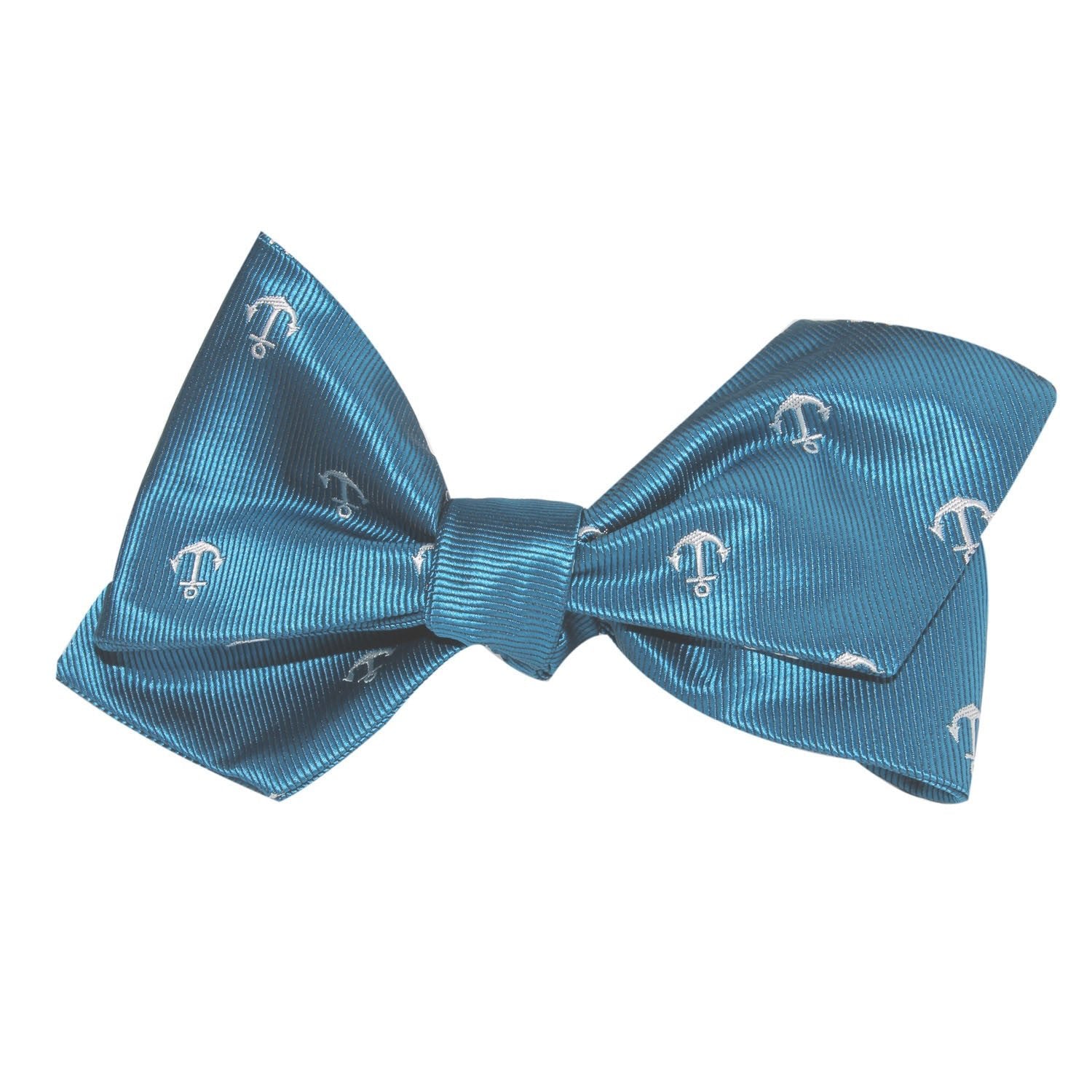 The OTAA Teal Blue Anchor Self Tie Diamond Tip Bow Tie