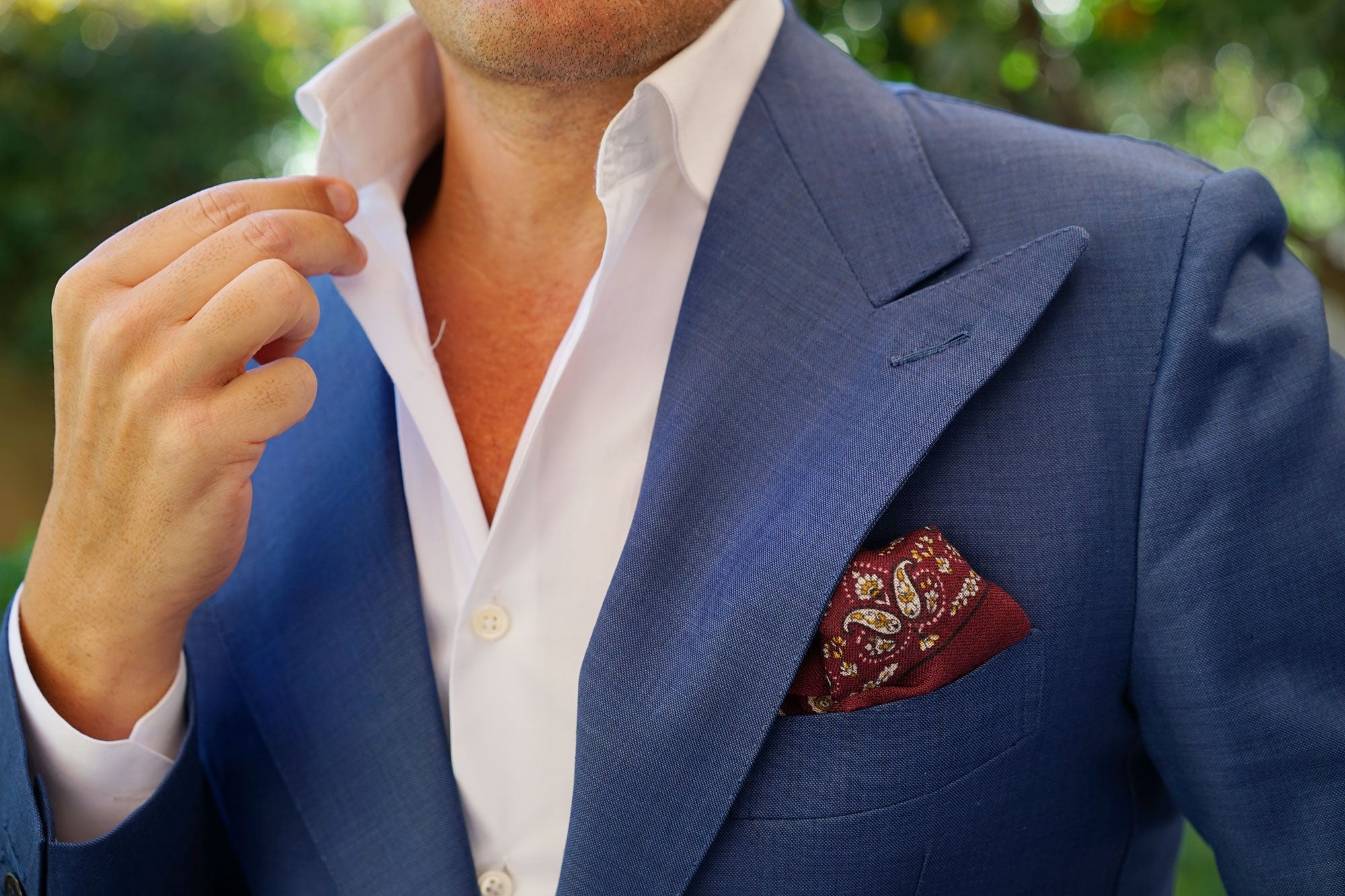 Mountbatten Burgundy Wool Pocket Square