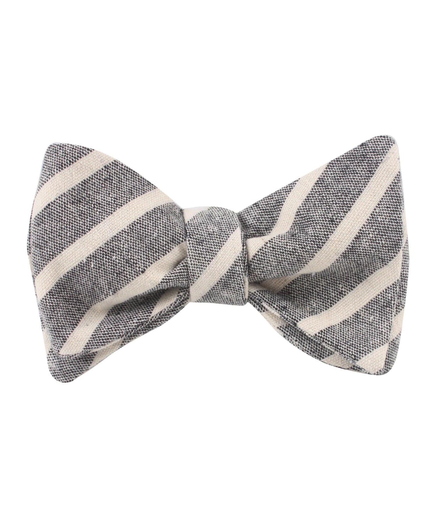 Adana Black Chalk Stripe Linen Self Bow Tie