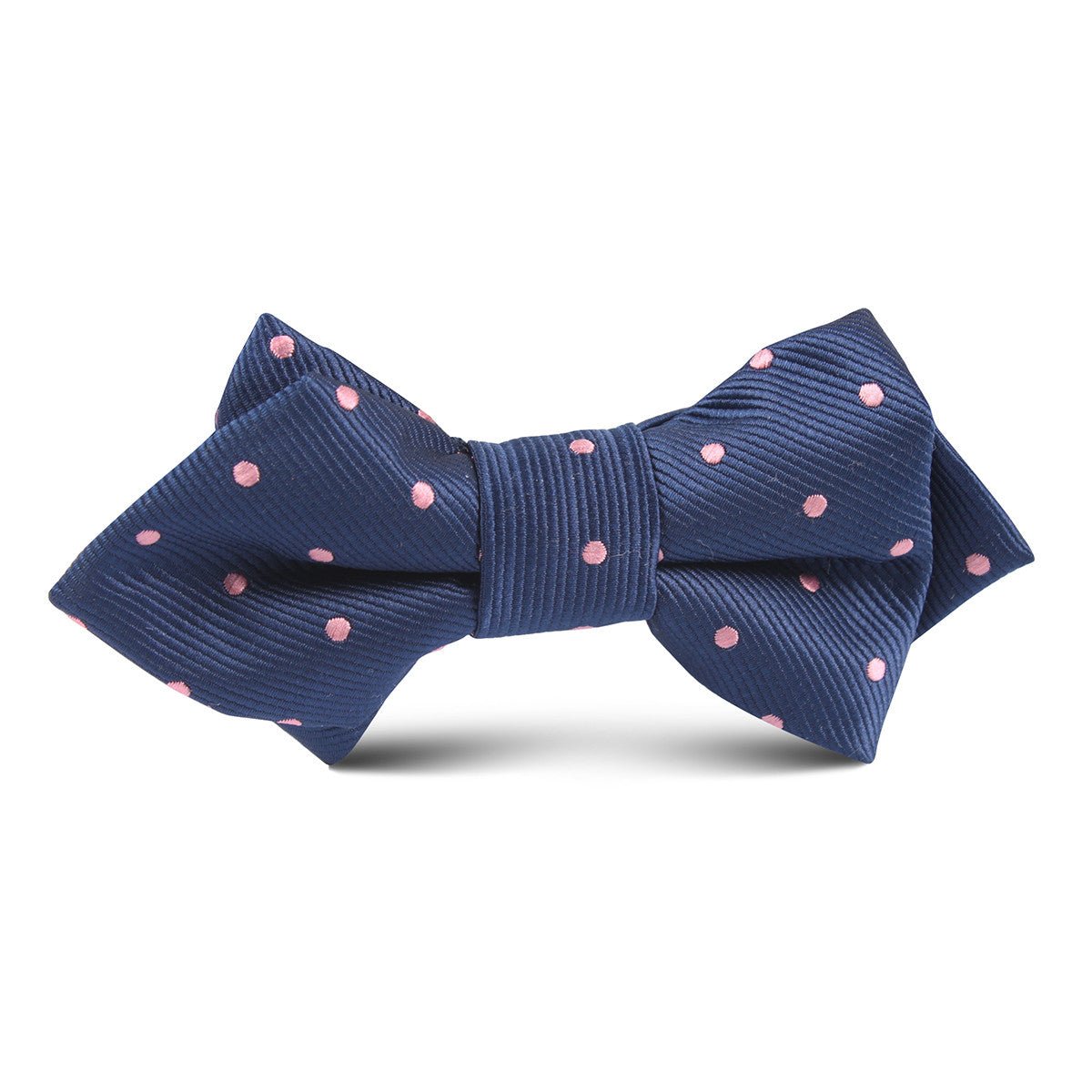 Navy Blue with Pink Polkadot Kids Diamond Bow Tie