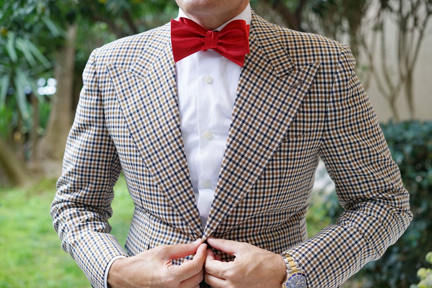 Red Cherry Satin Self Bow Tie