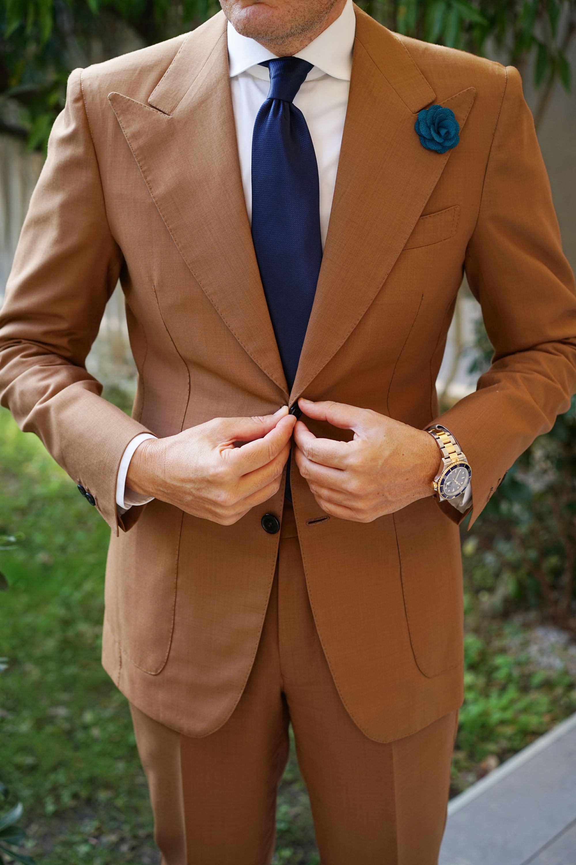 Teal Lapel Flower