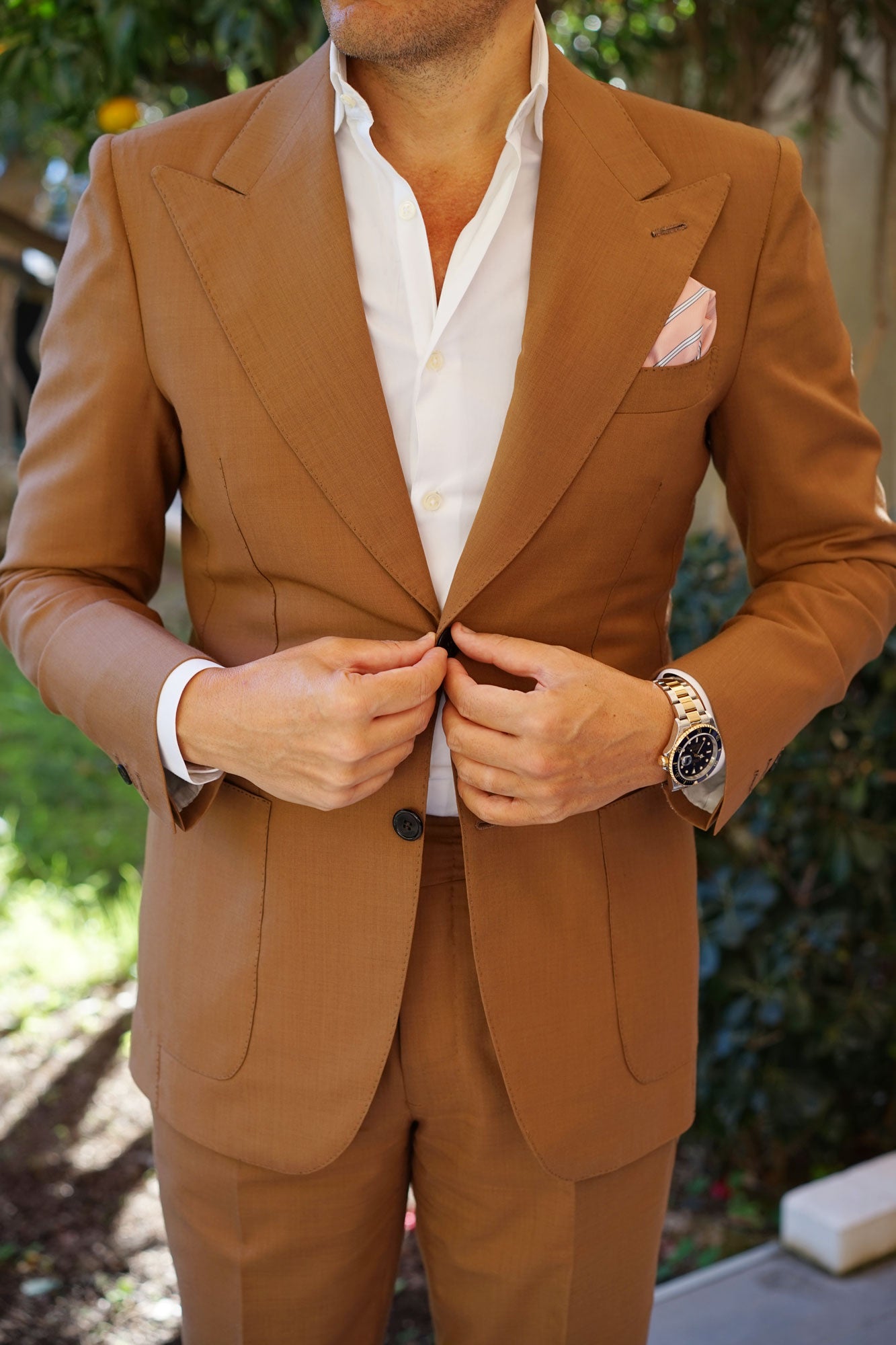 Dusty Peach Copacabana Striped Pocket Square