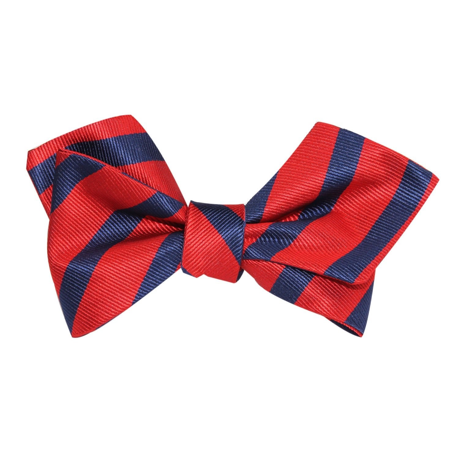 Red and Navy Blue Striped Self Tie Diamond Tip Bow Tie