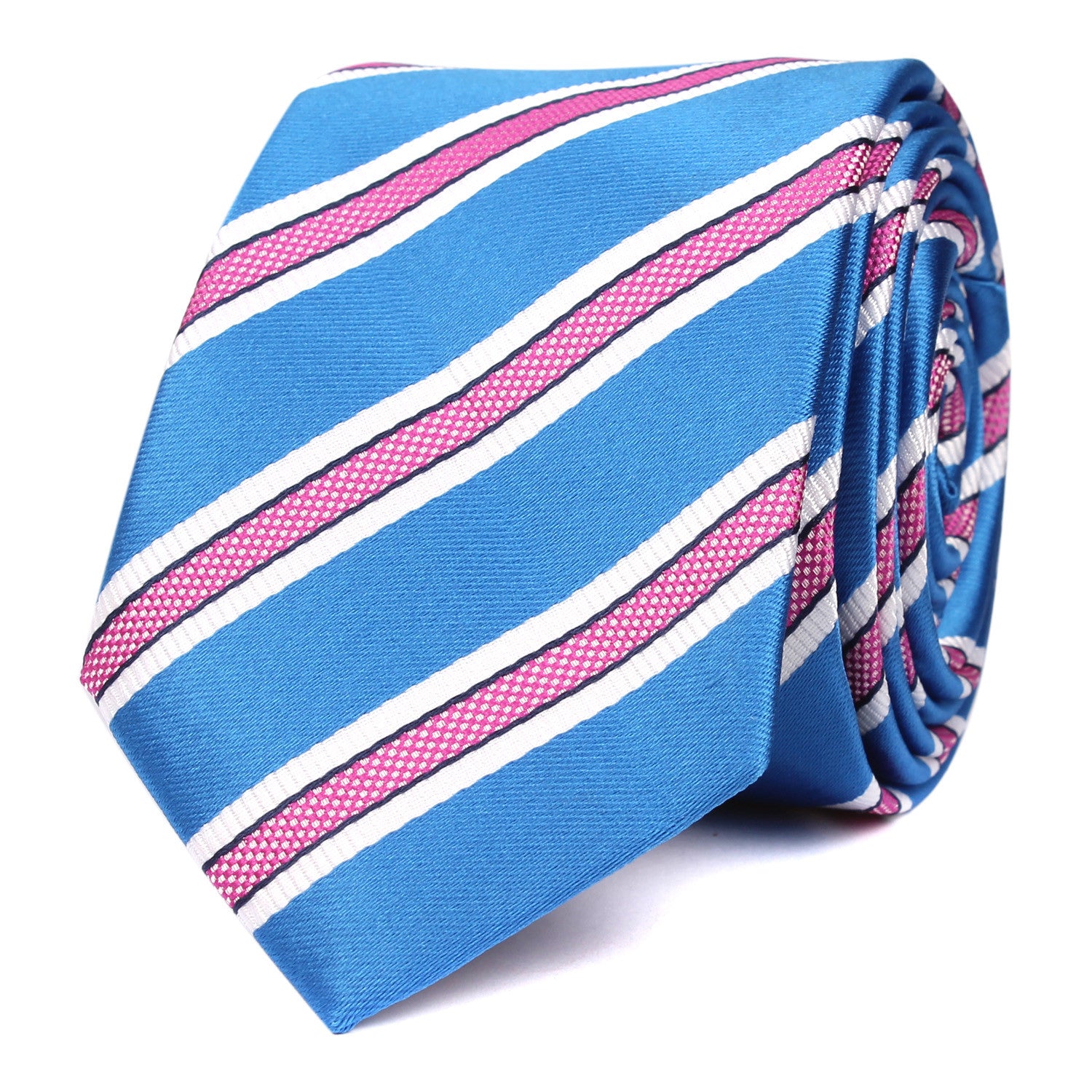 Light Blue Skinny Tie with Pink Stripes