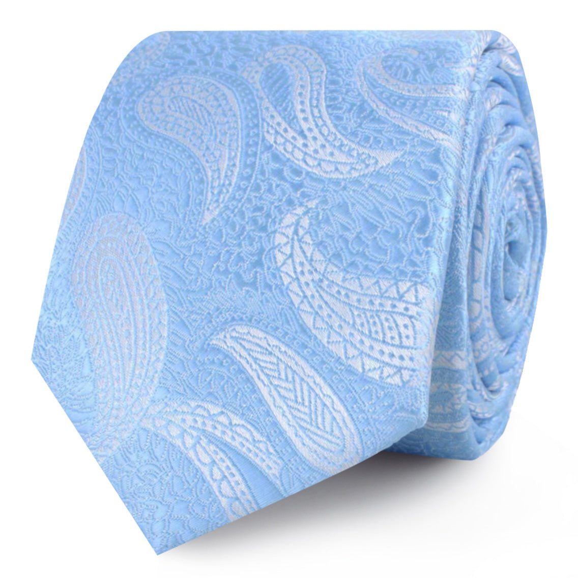 Baby Blue Teardrop Paisley Skinny Tie