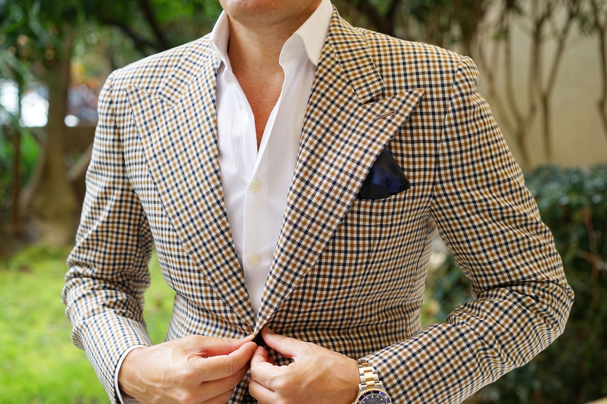 Indigo Blue-Black Striped Pocket Square