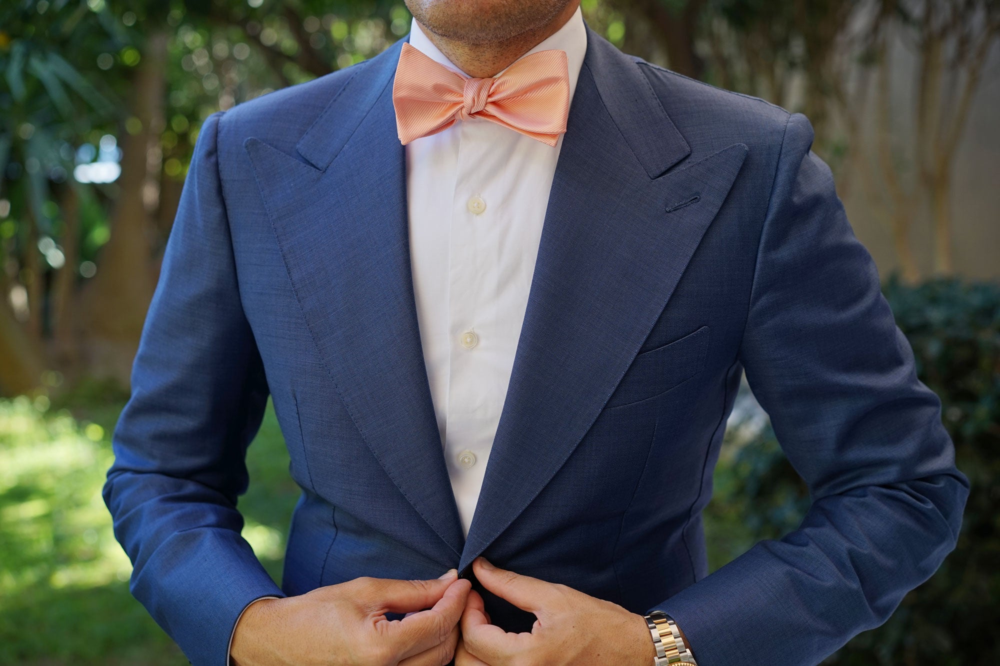 Salmon Frosty Pink Twill Self Bow Tie