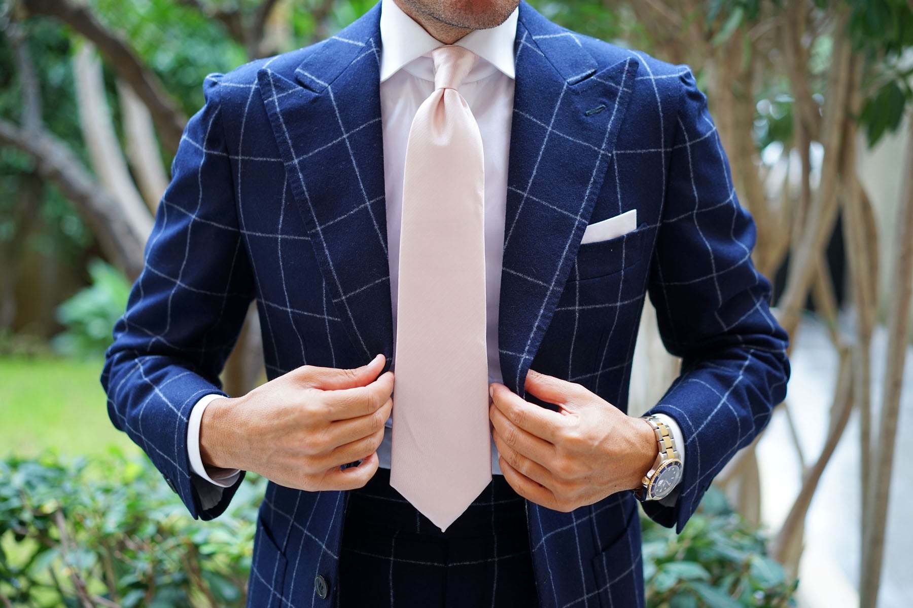 Blush Pink Herringbone Necktie