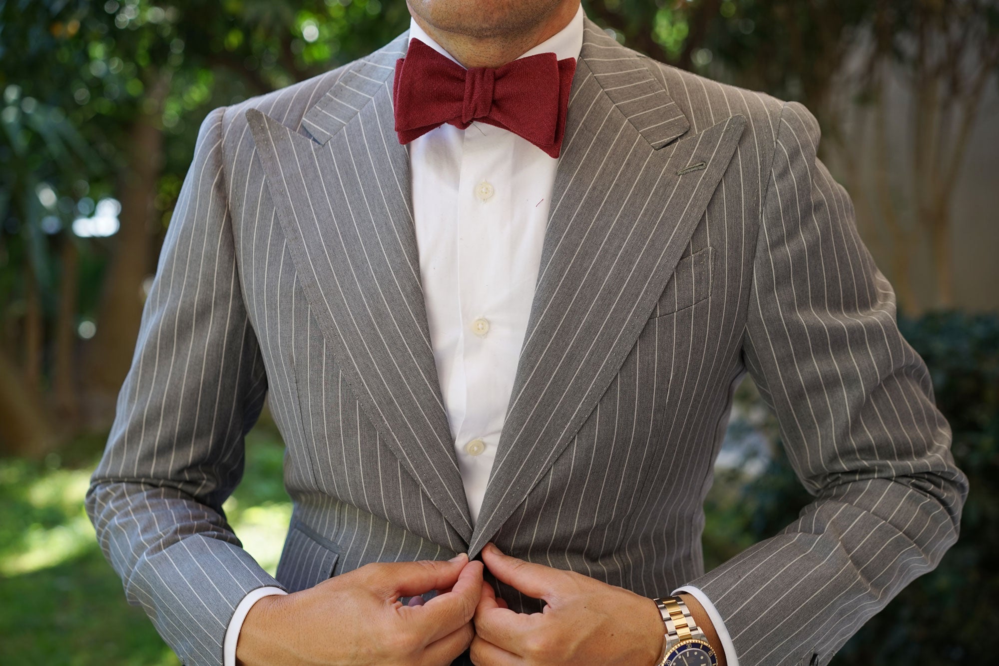 Cabernet Burgundy Linen Self Bow Tie