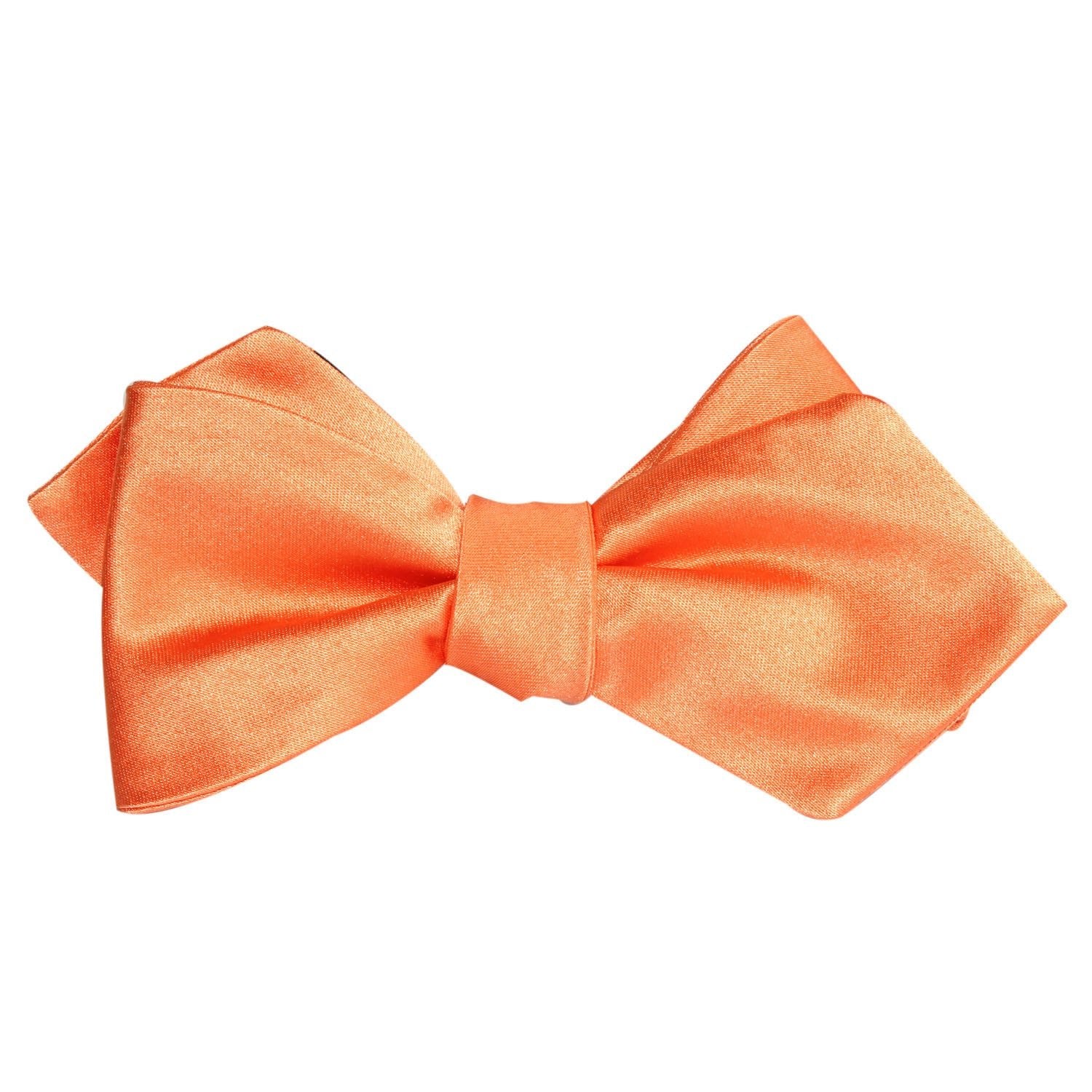 Orange Tangerine Satin Self Tie Diamond Tip Bow Tie