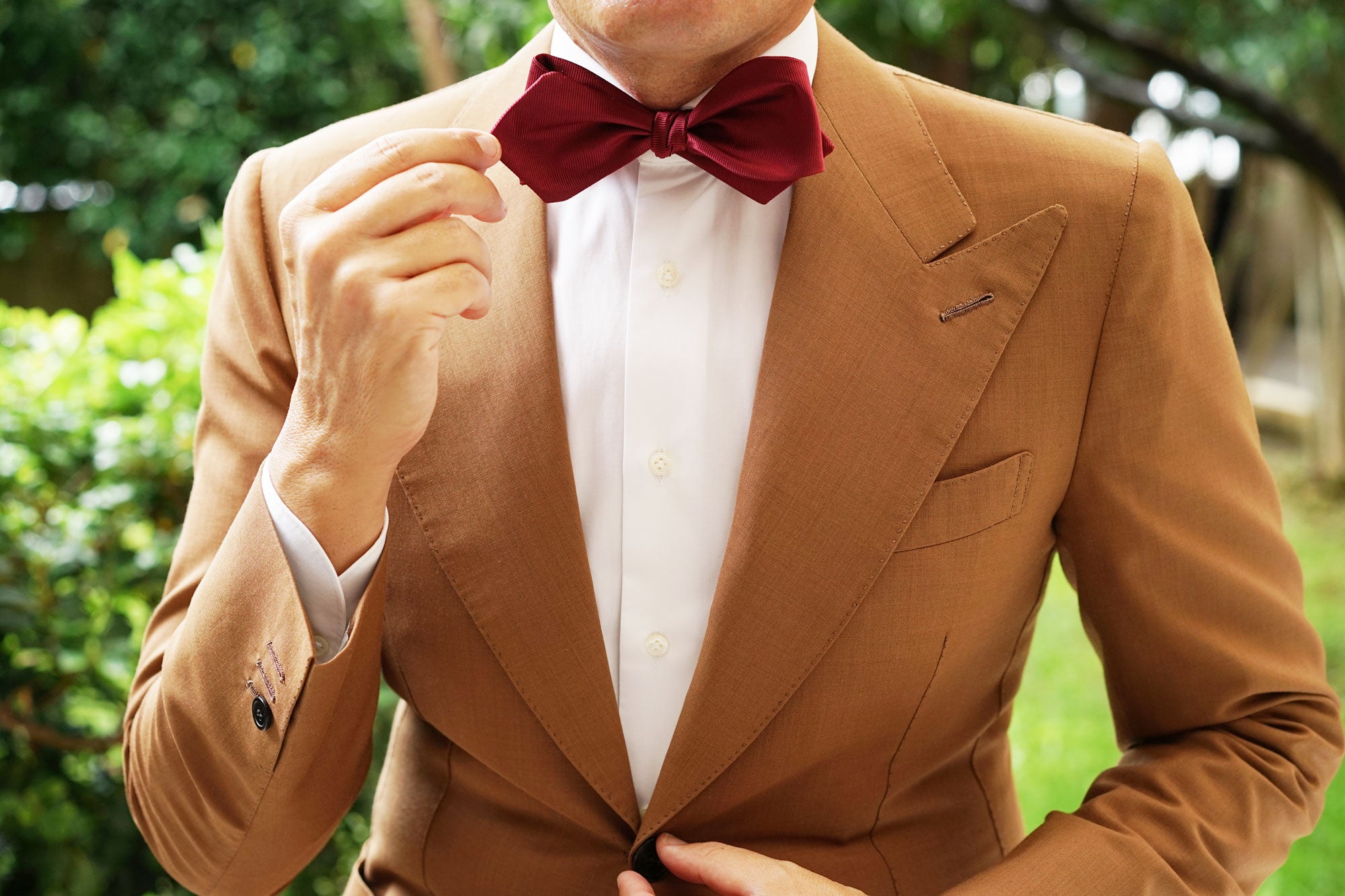 Dark Maroon Self Tie Diamond Tip Bow Tie