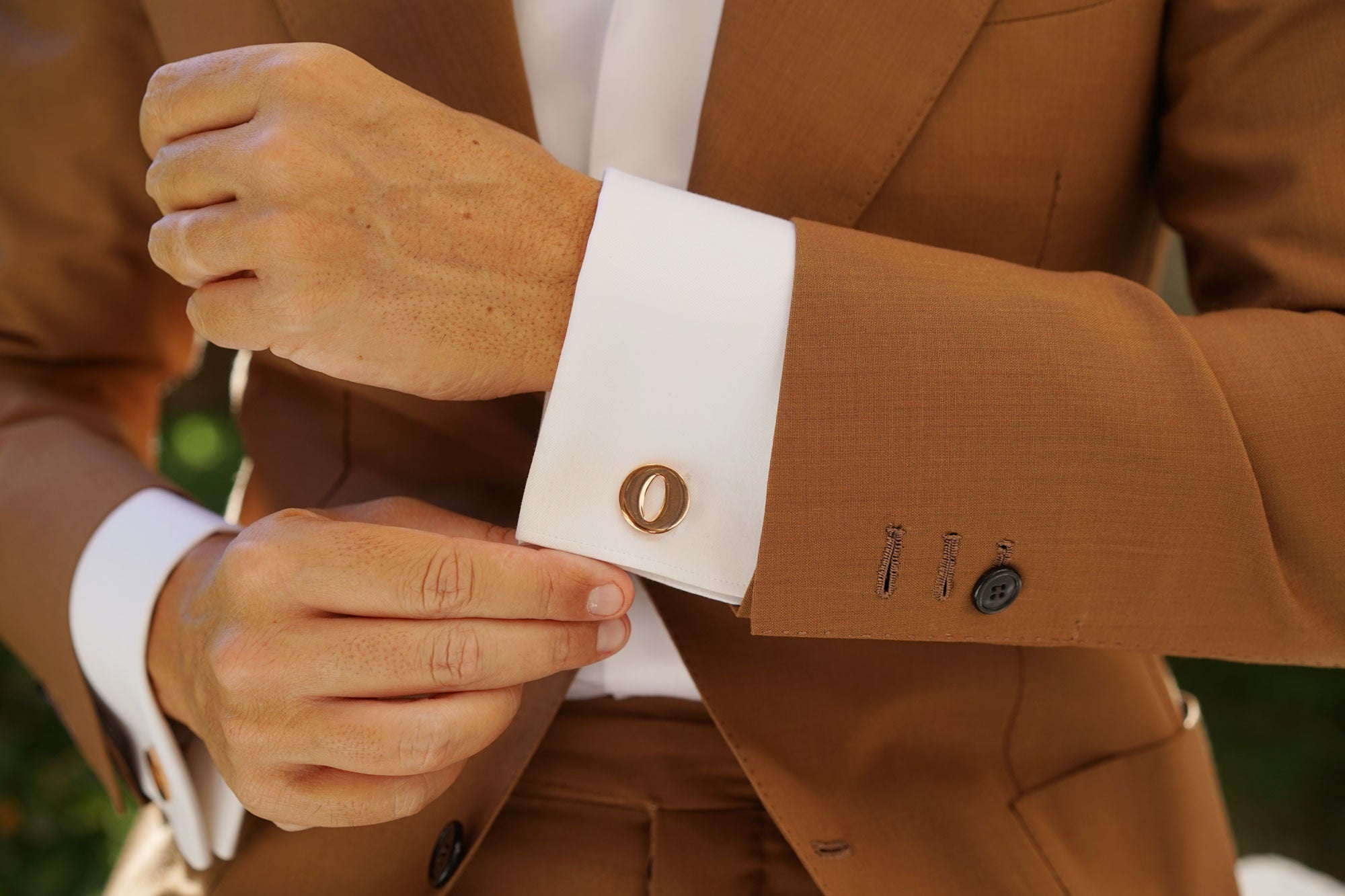 Rose Gold Letter O Cufflinks